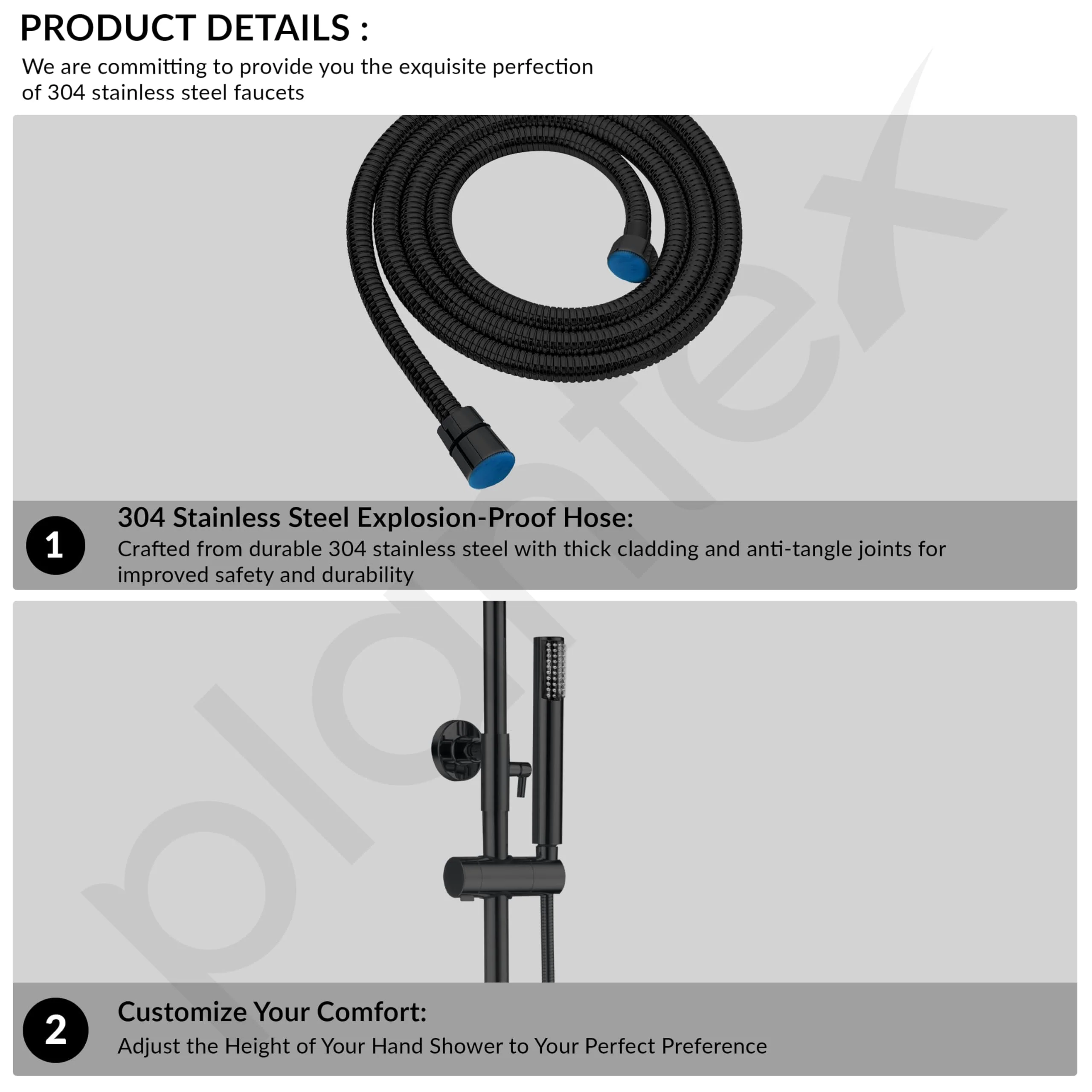 Plantex Shower Panel for Bathroom/Deluxe Circular Shower Panel Set/Overhead Showers and Hand Shower for Bathroom with Hot &cold Mixerโ(Black) - Image 6
