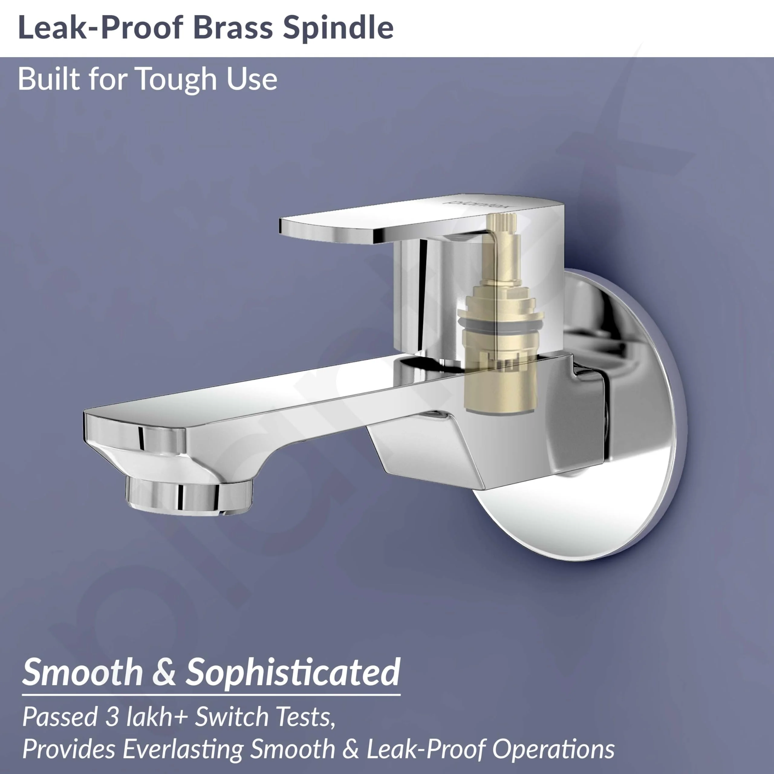 Plantex Single Lever Long Body Bib Tap for Bathroom with Water Saving Aerator/Tap for Wash Basin with Brass Spindle/Wall Mount Bib Tap with Wall Flange and Teflon Tape (SAGA-1292- Chrome) - Image 2