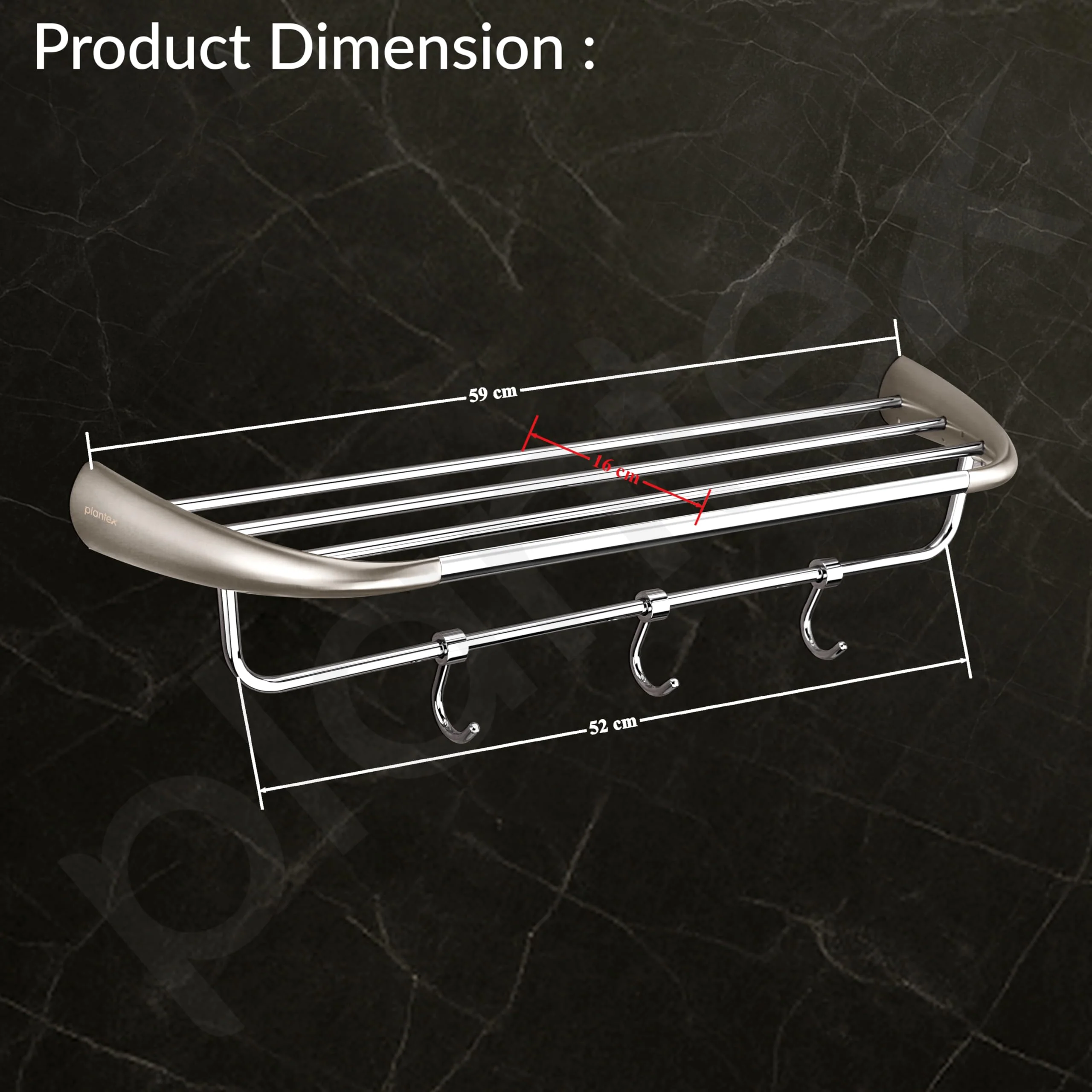 Plantex Smero Pure Brass 24 inch Towel Rack for Bathroom/Towel Stand/Hanger/Towel Holder/Towel Bar/Bathroom Accessories - Effect (Satin Matt) - Image 2
