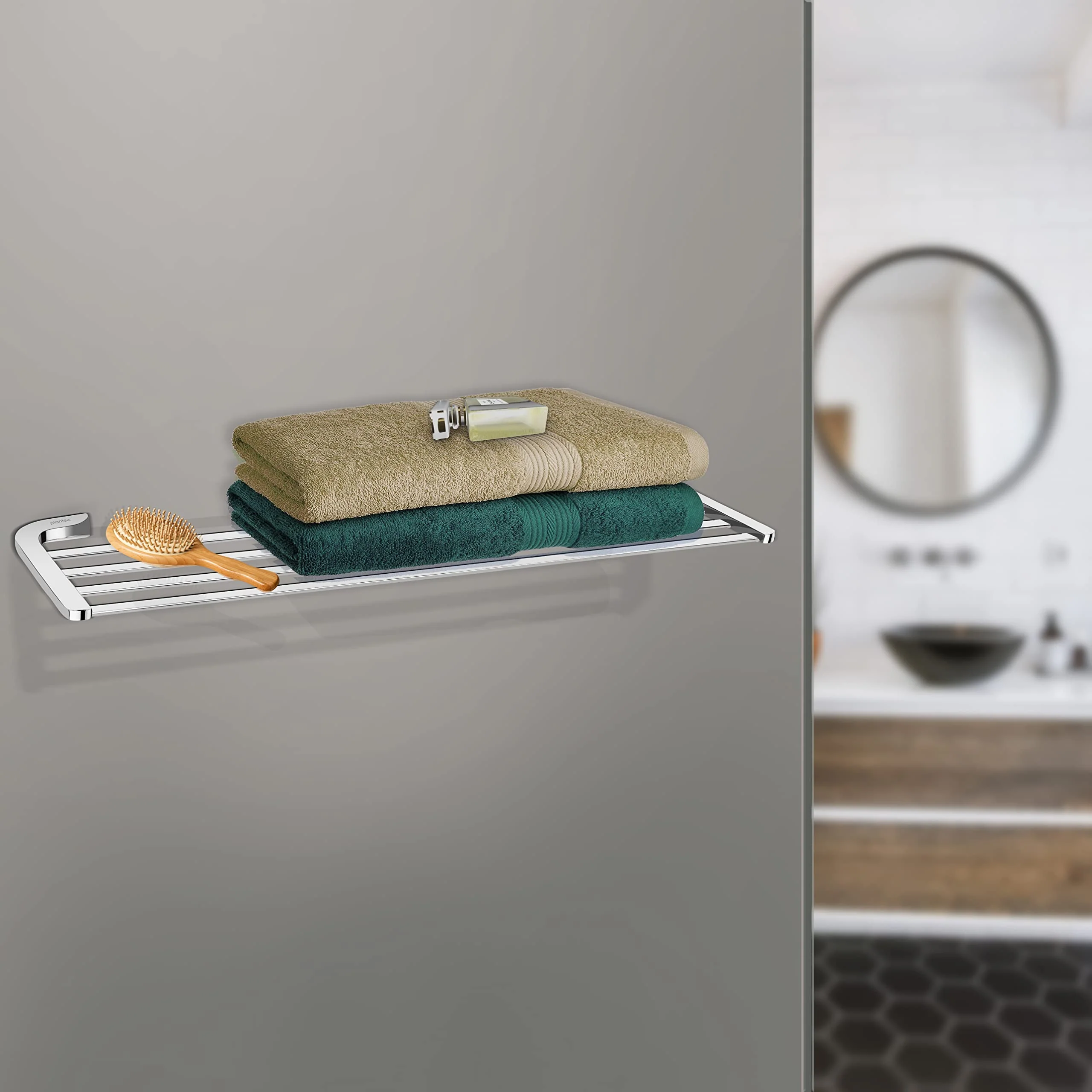 Plantex Smero Pure Brass Towel Hanger for Bathroom/Towel Hanger/Towel Rack/Bathroom Towel Hanger/Bathroom Accessories - Aqua(Chrome) - Image 4