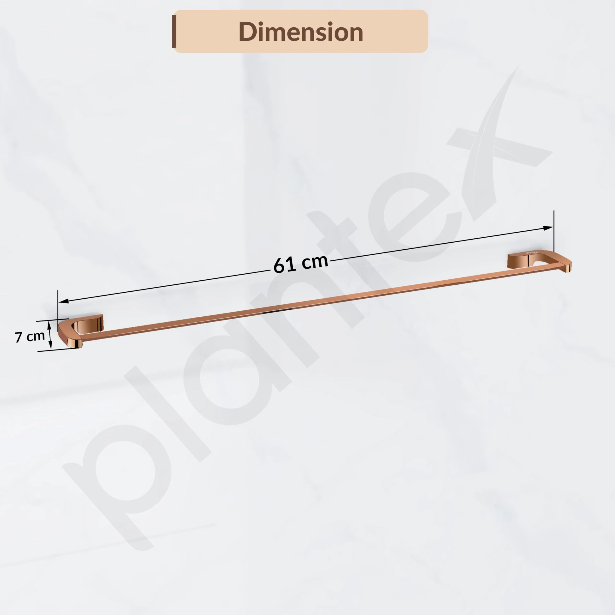 Plantex Smero Pure Brass Towel Hanger for Bathroom/Towel Stand/Single Towel Rod/Bathroom Accessories - Smart (24 Inch-PVD Rose Gold) - Image 5