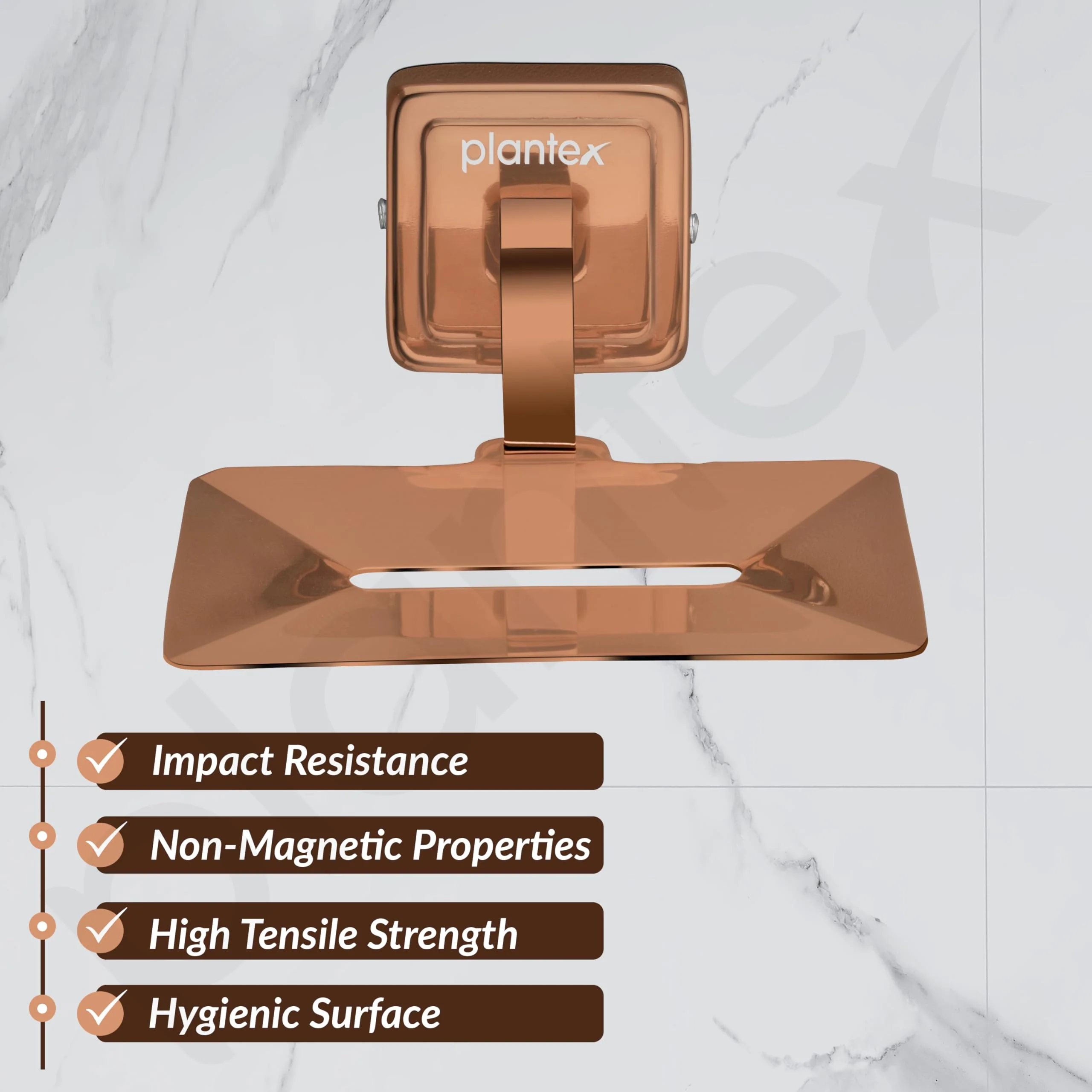 Plantex Soap Holder for Bathroom/304 Grade Stainless Steel Soap Case/Soap Stand/Bathroom Accessories - Pack of 1 (PVD Rose Gold) - Image 2