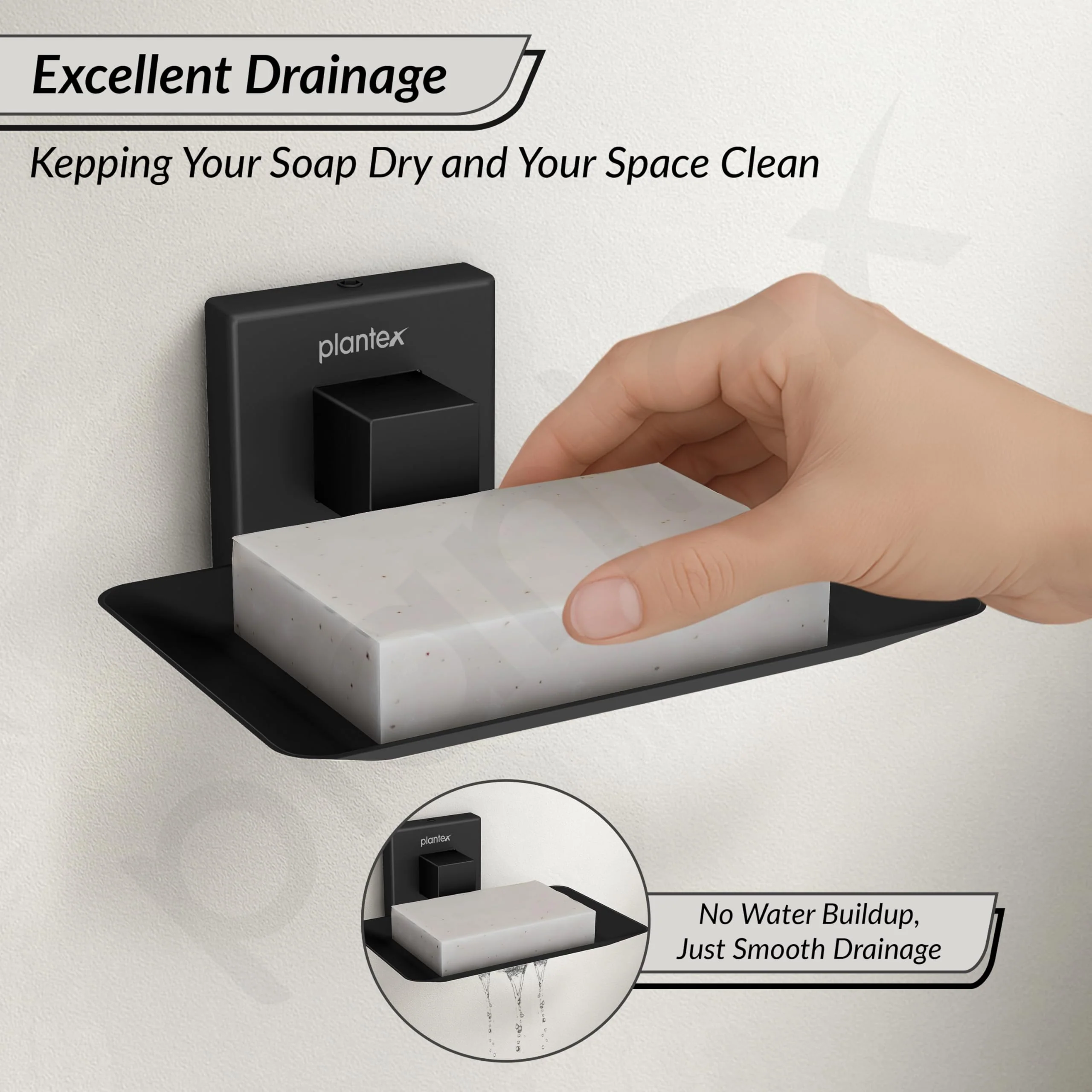 Plantex Soap Holder for Bathroom/Stainless Steel Soap Stand/Soap Case/Soap Dish/Bathroom Accessories - Aqua (Black) - Image 6