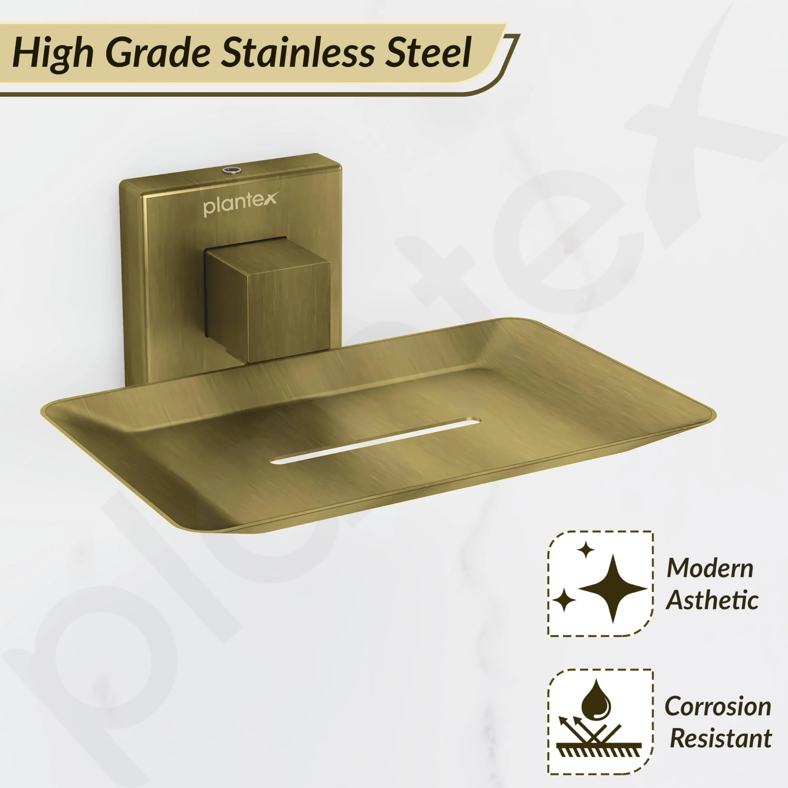 Plantex Soap Holder for Bathroom/Stainless Steel Soap Stand/Soap Case/Soap Dish/Bathroom Accessories - Pack of 1, Aqua (Brass Antique) - Image 3