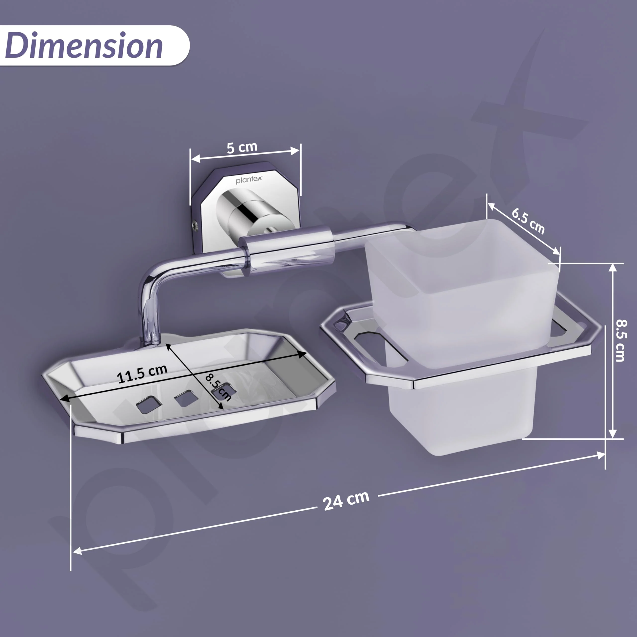 Plantex Soap Holder with Toothbrush Holder/304 Grade Stainless Steel Soap Dish with Tumbler Holder/Bathroom Accessories - Nipron (Chrome) - Image 5