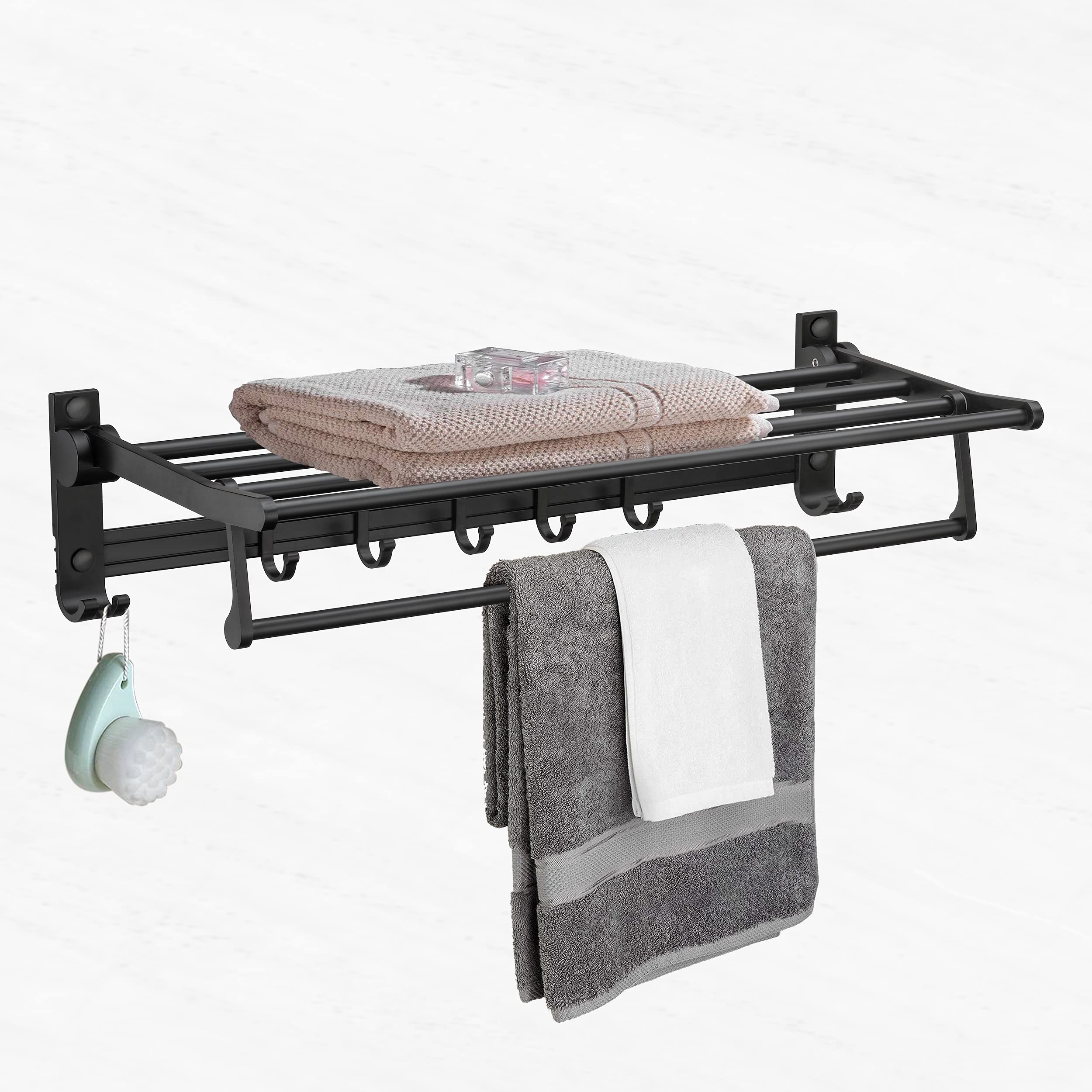 Plantex Space Aluminum Folding Towel Rack/Towel Stand/Hanger/Bathroom Accessories (24 Inches, Black-Matt) - Image 7