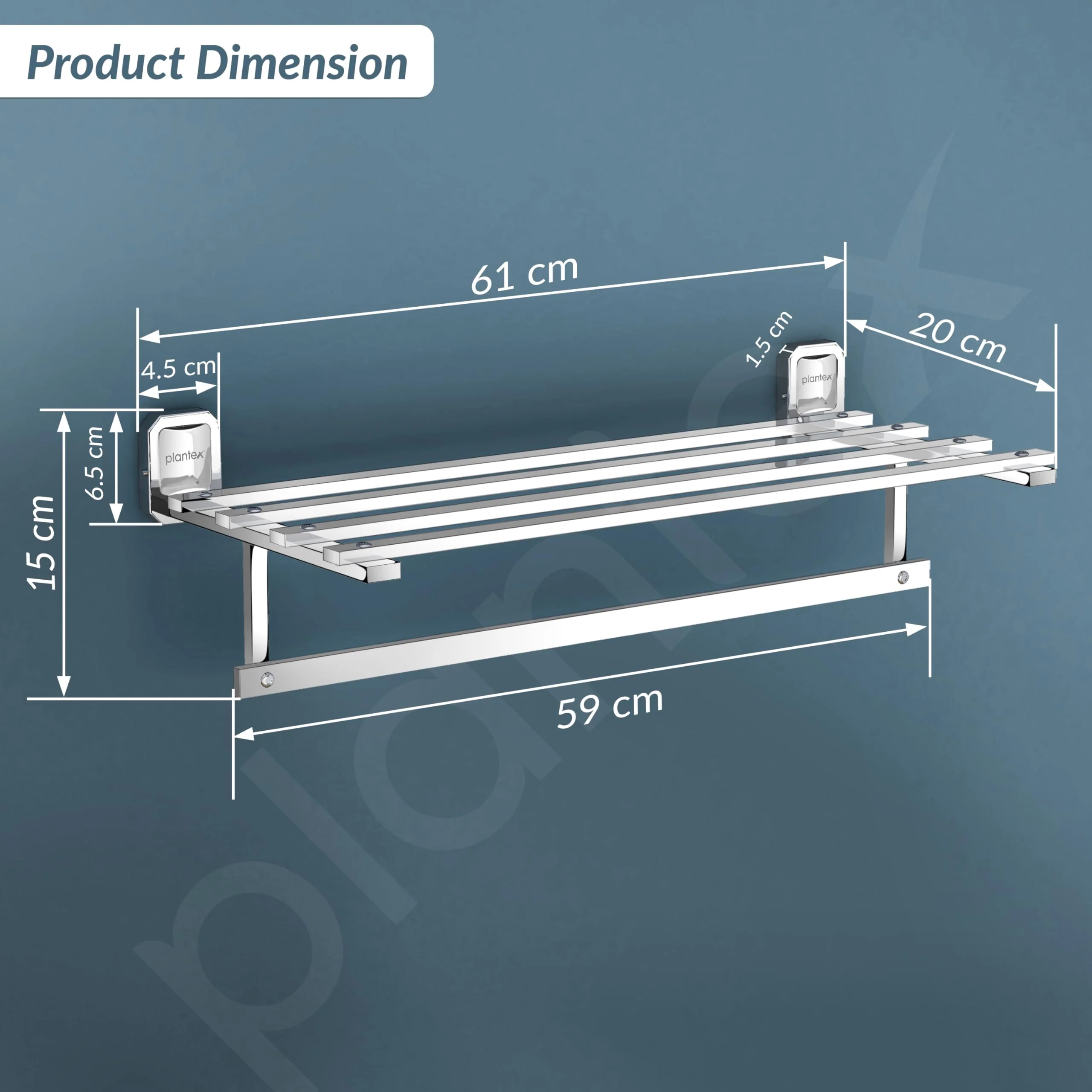 Plantex Stainless Steel 304 Grade Bathroom Towel Holder/Towel Rack/Cloth Hanger/Towel Bar/Bathroom Accessories (24-inch) Chrome - Image 5