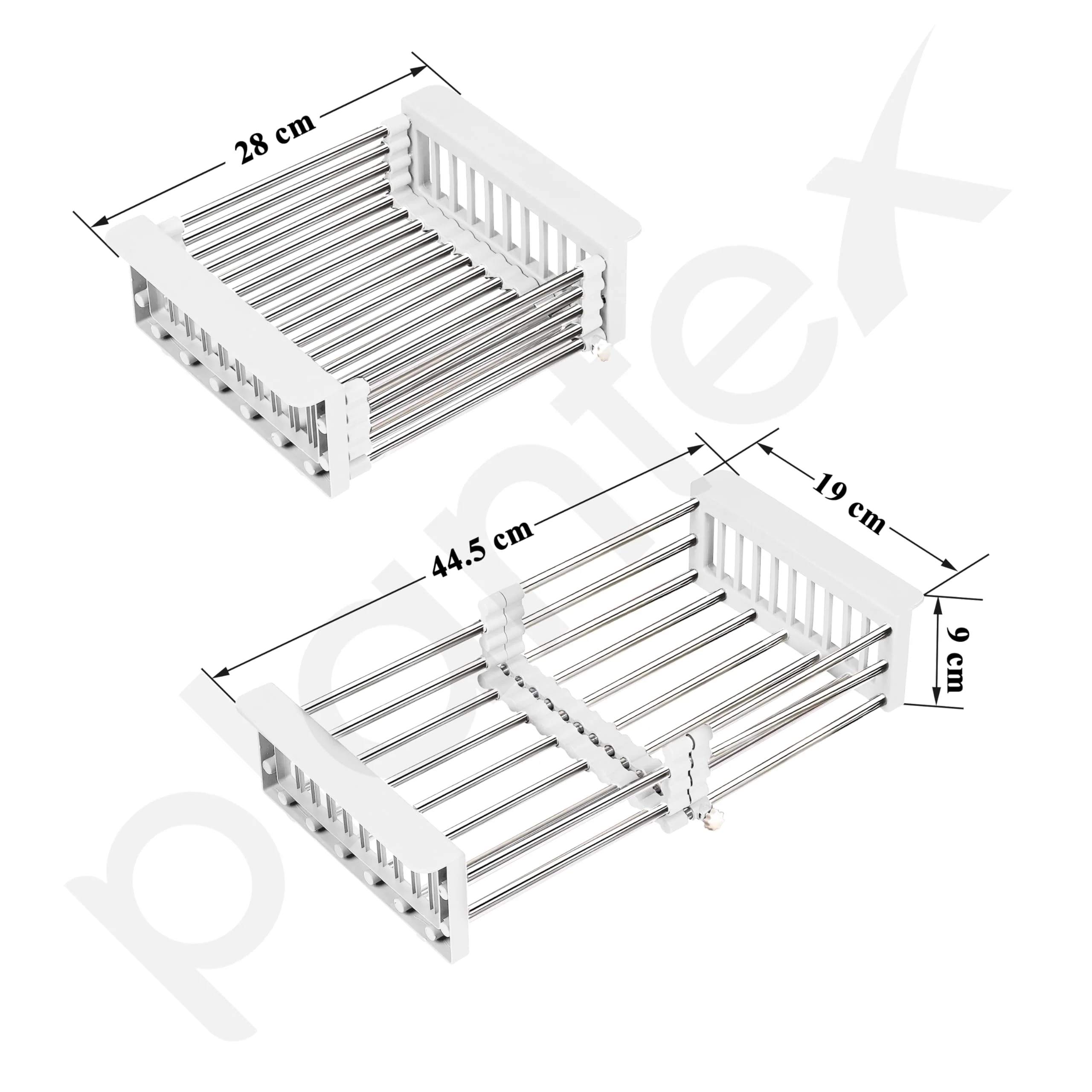 Plantex Stainless Steel & ABS Plastic Sink Drainer Basket/Sink Basket with Adjustable Armrest Kitchen Rack/Vegetable & Fruits Washing Organizer/Sink Utensils Drainer Stand - Pack of 1 (White) - Image 2