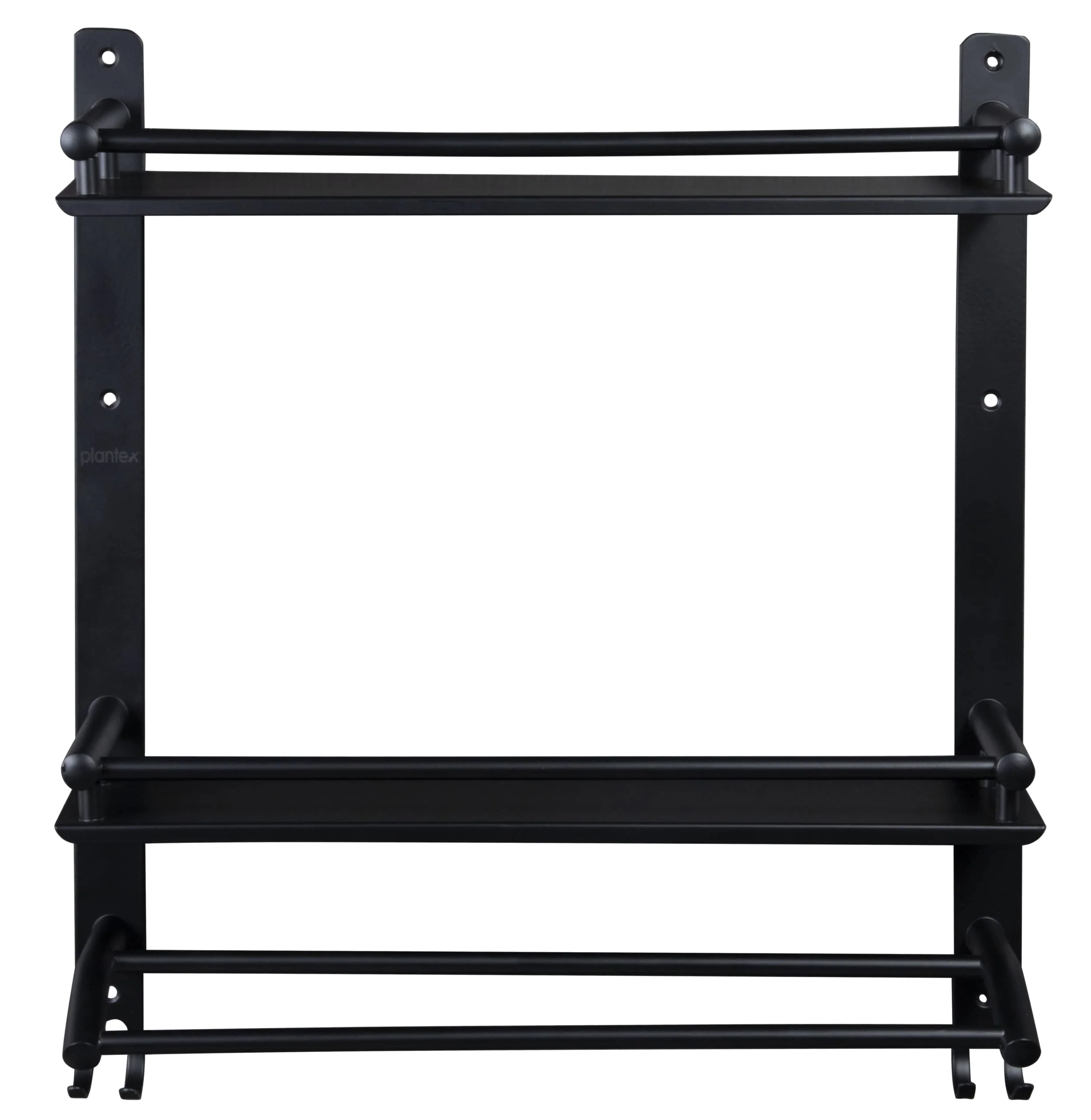 Plantex Stainless Steel Bathroom Shelf/Bathroom Organiser with Drill/Wall Mounted Rack with Hooks and Towel Hanger/Bathroom Accessories Set (3-Tier, Matt Black) - Image 5