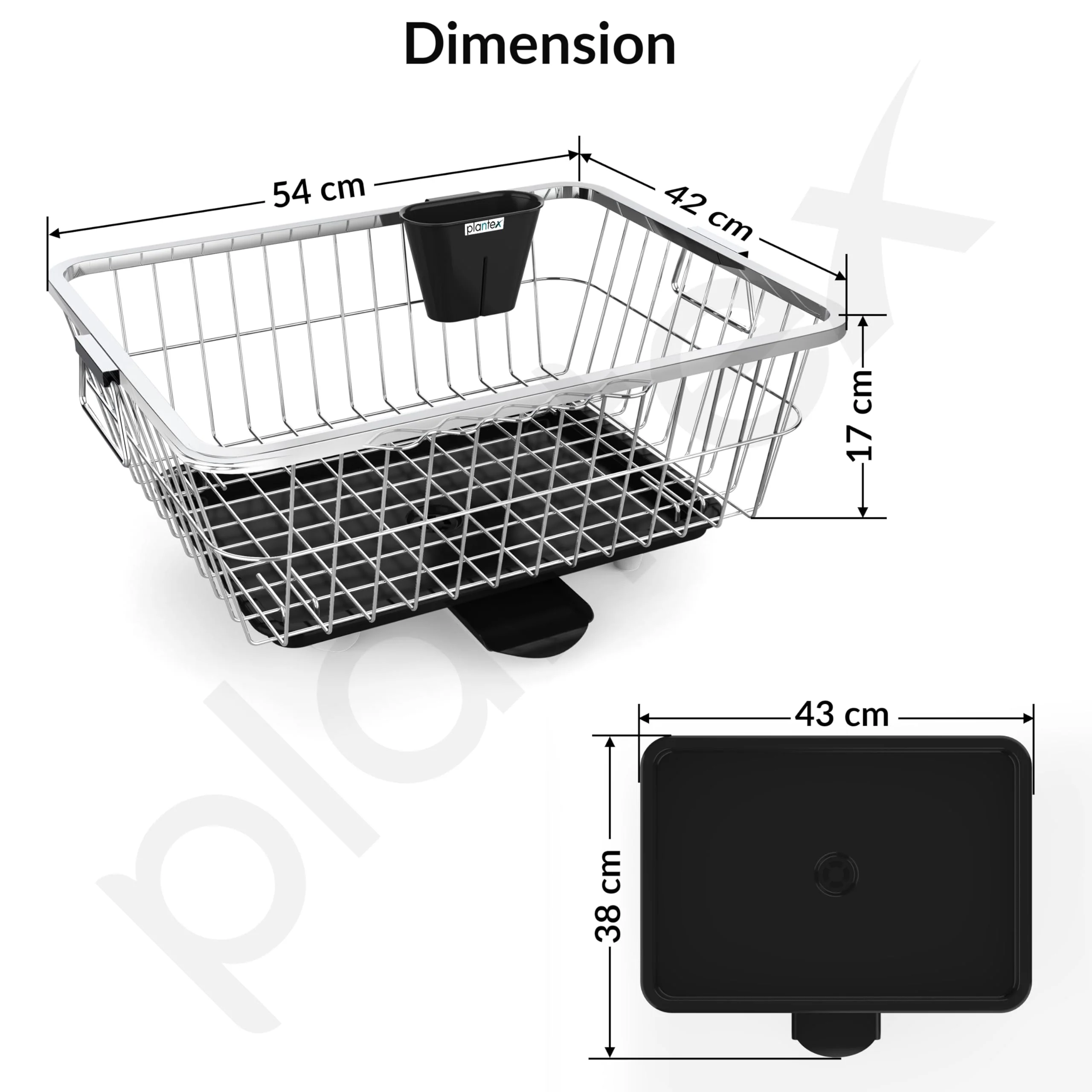 Plantex Stainless Steel Dish Drainer Basket for Kitchen Utensils/Dish Drying Rack with Drainer/Bartan Basket/Plate Stand Size - 23X9 Inch (Chrome) - Image 4