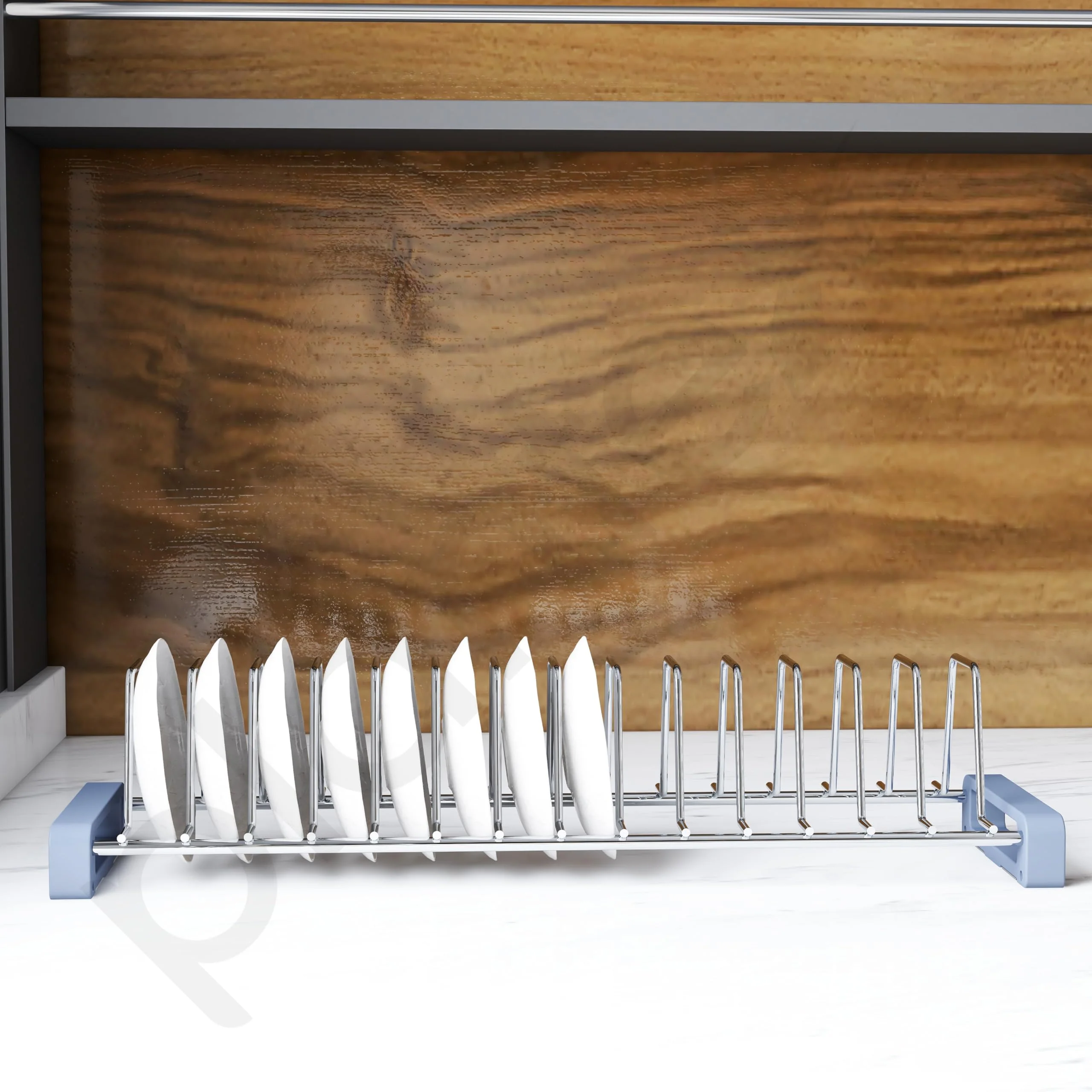 Plantex Stainless Steel Dish Rack for Kitchen/14 Slot Plate Rack for Cabinet/Saucer Dish Stand Organizer with Anti-Scratch Base(Size-4Inches, Slot- 14, Pack of 1), 47 x 13 x 10.5 Cm - Image 4