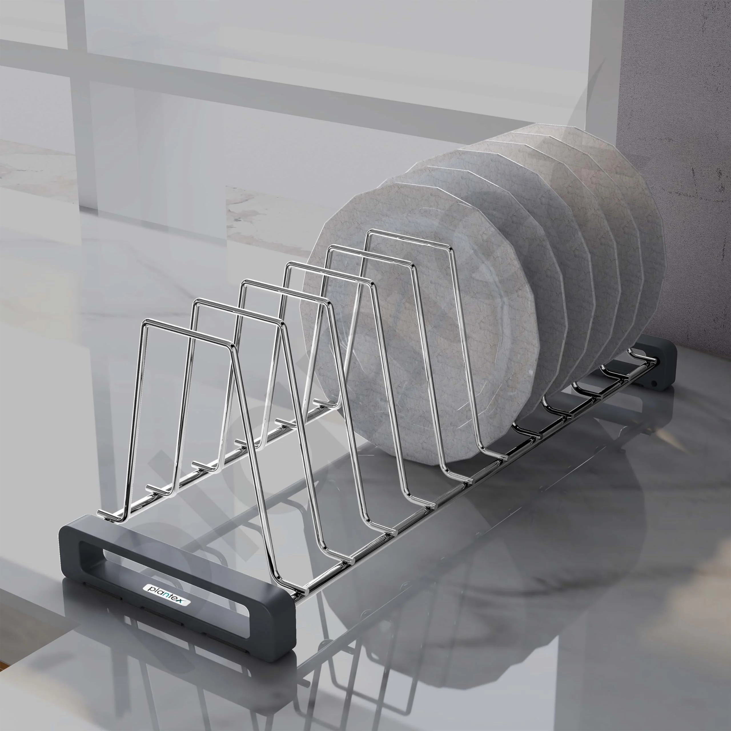 Plantex Stainless Steel Dish Rack/Plate Stand/Thali Stand for Modular Kitchen/Tandem Box Accessories - 10 Sections (Chrome/Pack of 1) - Image 4