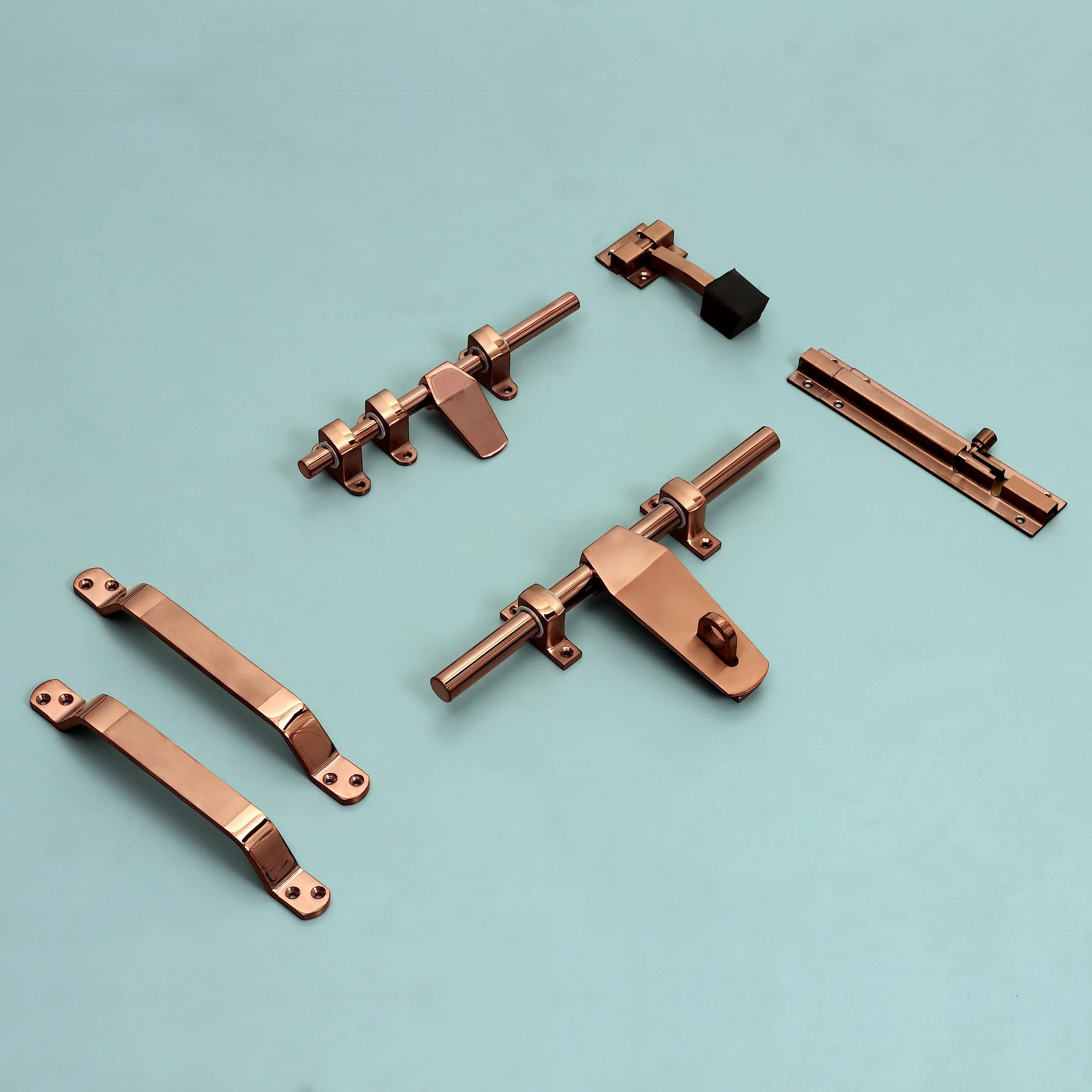 Plantex Stainless Steel Door Kit for Single Door/Door Hardware/Door Accessories (10 inch Al-Drop,8 inch Latch, 8 inch 2 Handles,7 inch Tower Bolt and 4 inch Door Stopper) - (DK-07-PVD Rose Gold) - Image 2