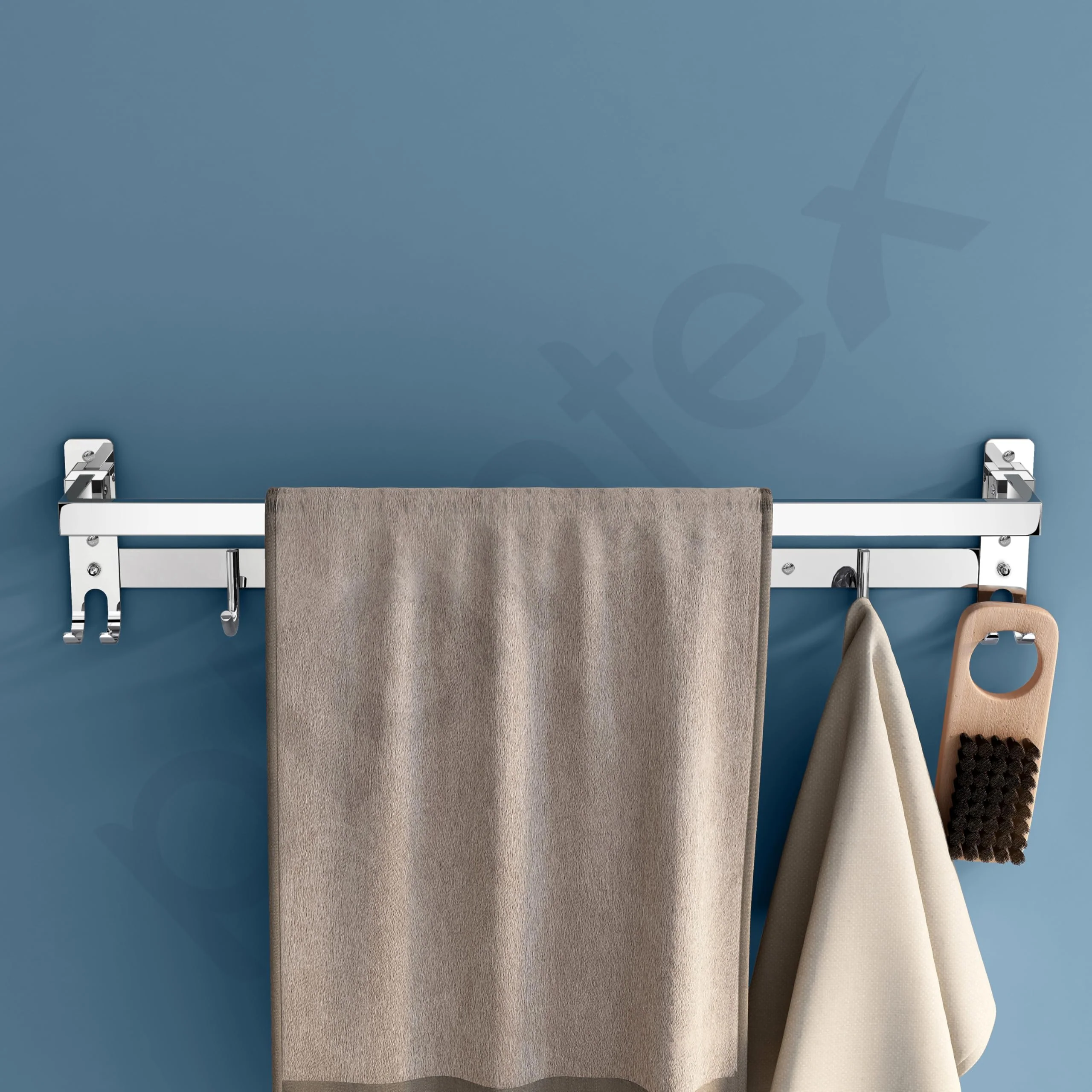 Plantex Stainless Steel Folding Towel Rod with Hooks/Towel Rack for Bathroom/24 Inch Towel Bar/Hanger/Stand/Bathroom Accessories - Pack of 1 (Chrome) - Image 7