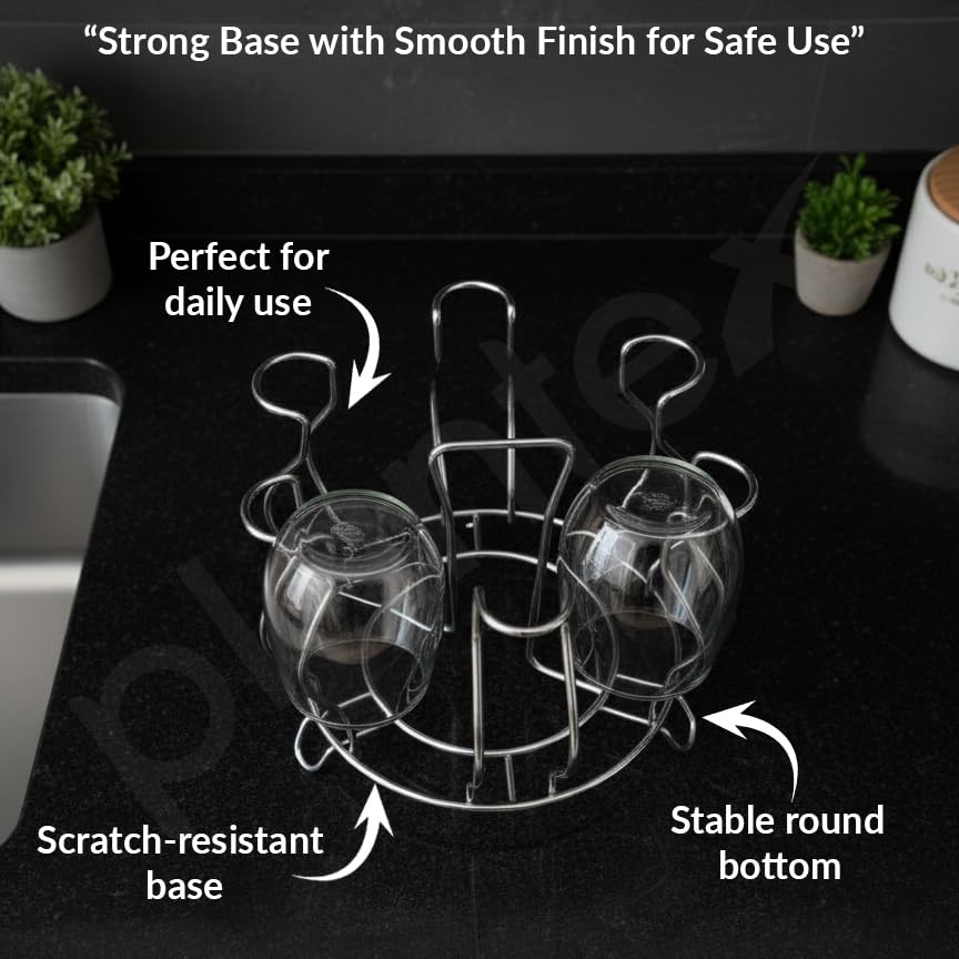 Plantex Stainless Steel Glass Stand/Mug Holder/Glass Holder for Kitchen/Dining Table (Chrome) - Image 5