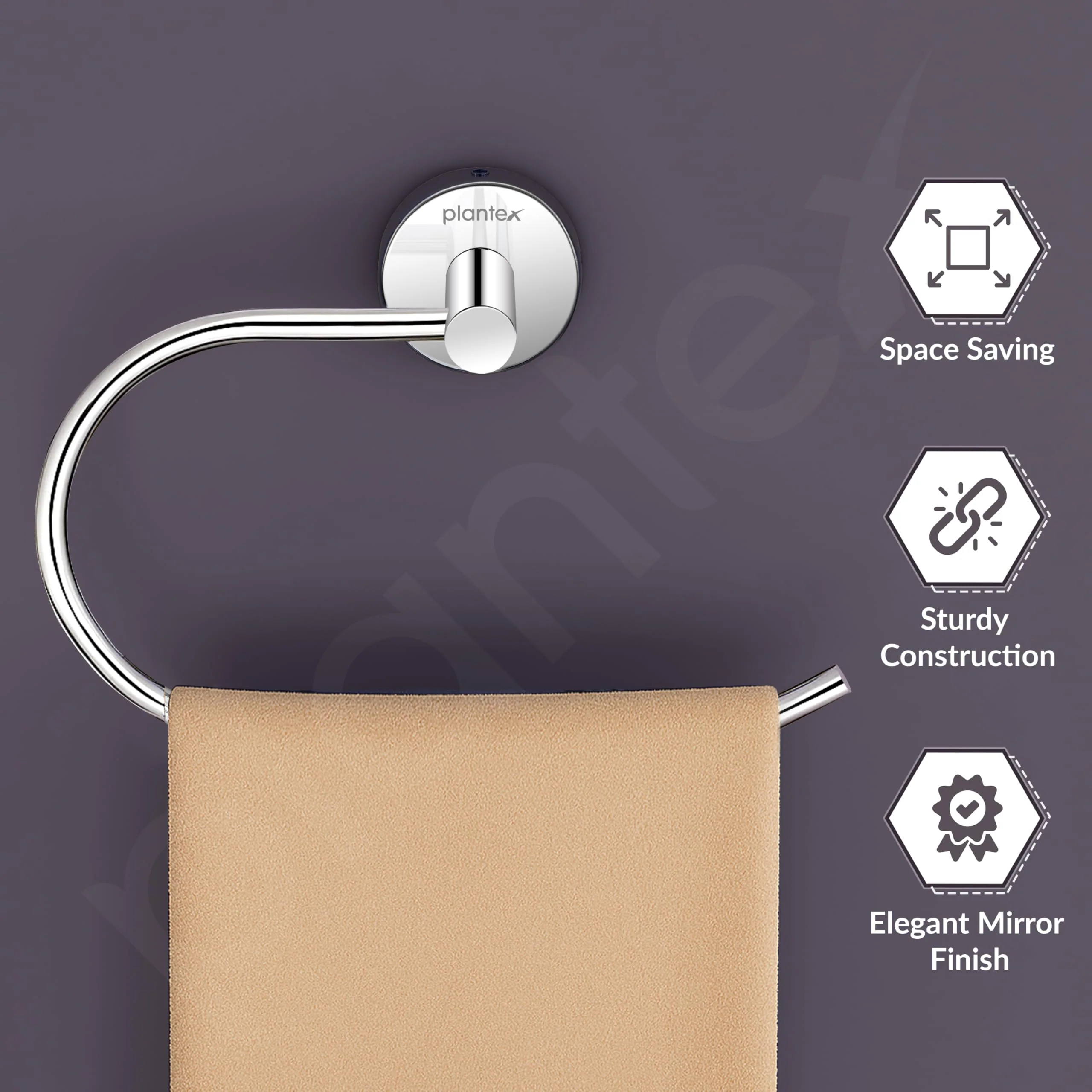 Plantex Stainless Steel Napkin Holder for Wash Basin/Towel Hanger for Bathroom/Napkin Hanger/Bathroom Accessories - Pack of 1 (Chrome) - Image 2