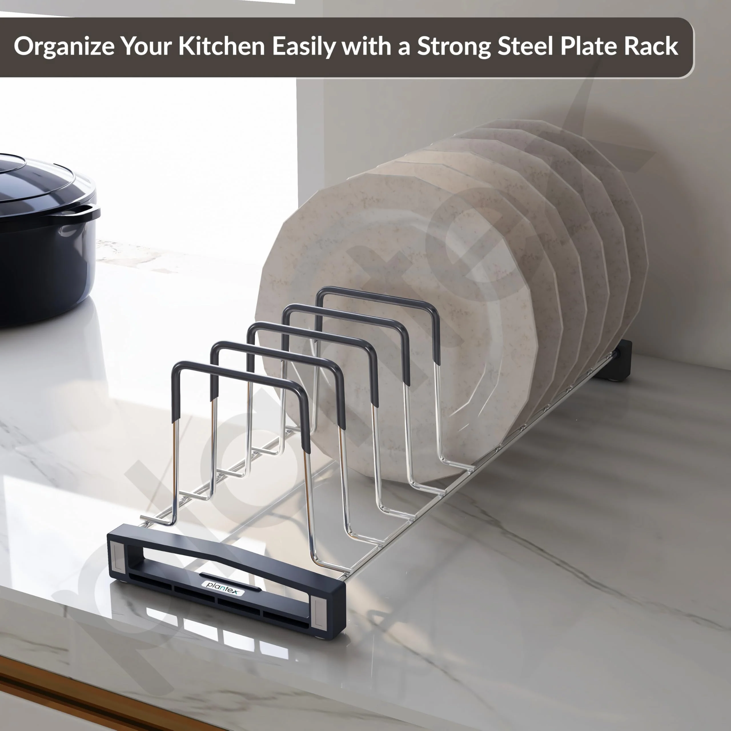 Plantex Stainless Steel Plate Stand/Dish Rack/Thali Stand for Modular Kitchen/Tandem Box Accessories - 12 Sections (Chrome/Pack of 1) - Image 7