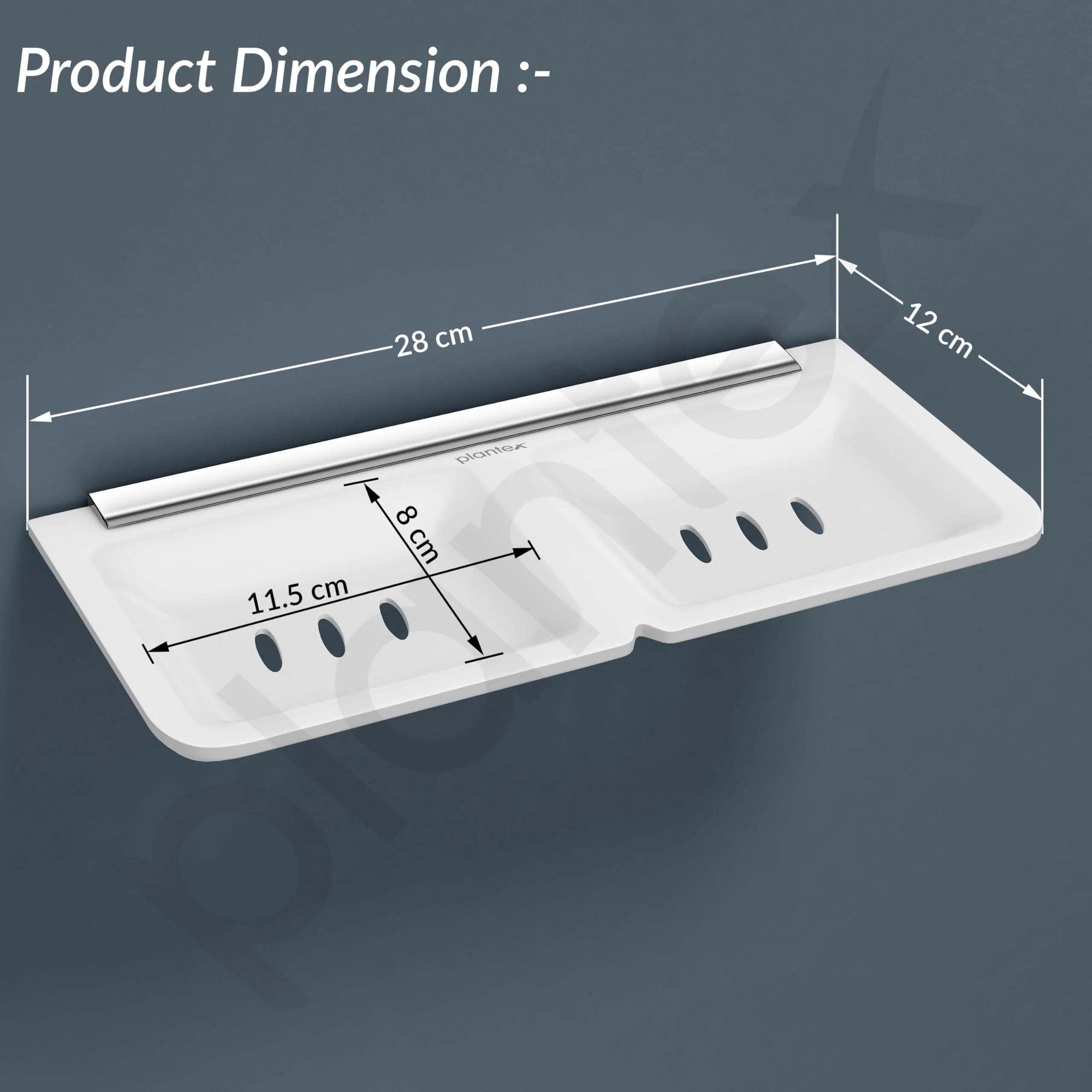 Plantex Stainless Steel Rails Double Soap Holder for Bathroom and Kitchen/Soap Stand/Bathroom Accessories for Home (11 Inch, Acrylic, White) - Image 3