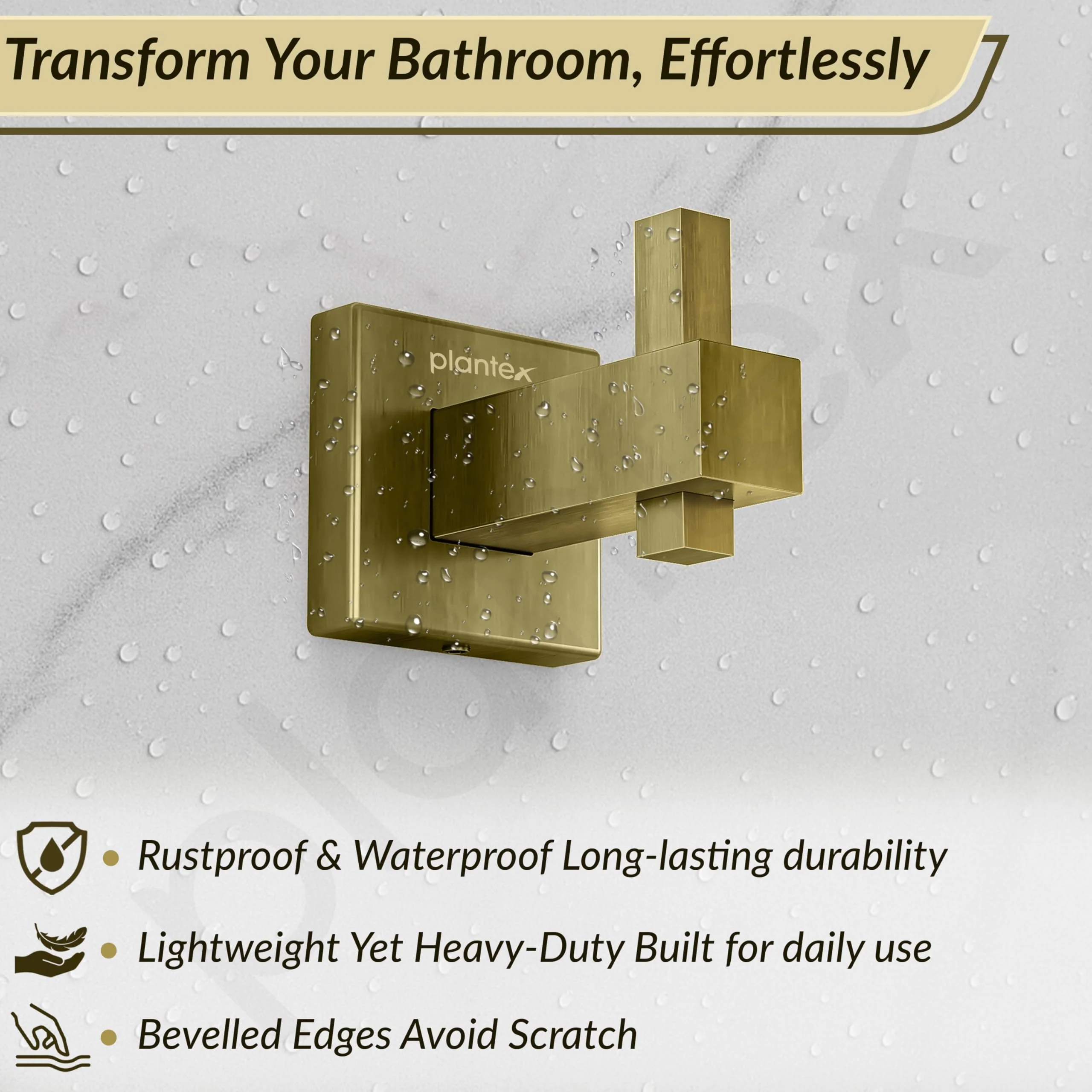 Plantex Stainless Steel Robe Hook for Bathroom/Door Hanger Hook/Wall Towel Hook/Bathroom Accessories - Pack of 1, Aqua (Brass Antique) - Image 2