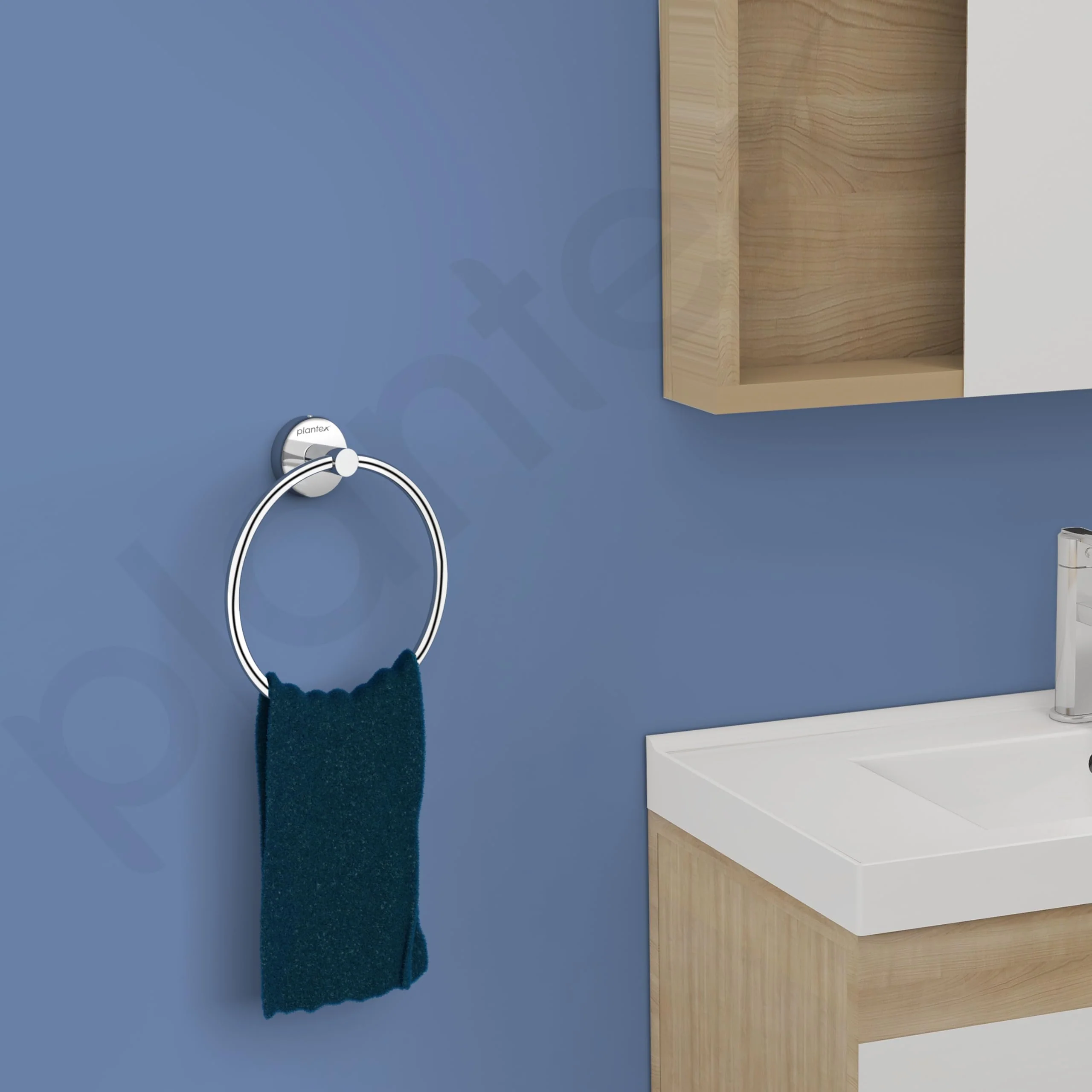 Plantex Stainless Steel Round Napkin Hanger for Bathroom/Towel Holder for Wash Basin/Napkin Holder/Bathroom Accessories - (Chrome) Pack of 1 - Image 2