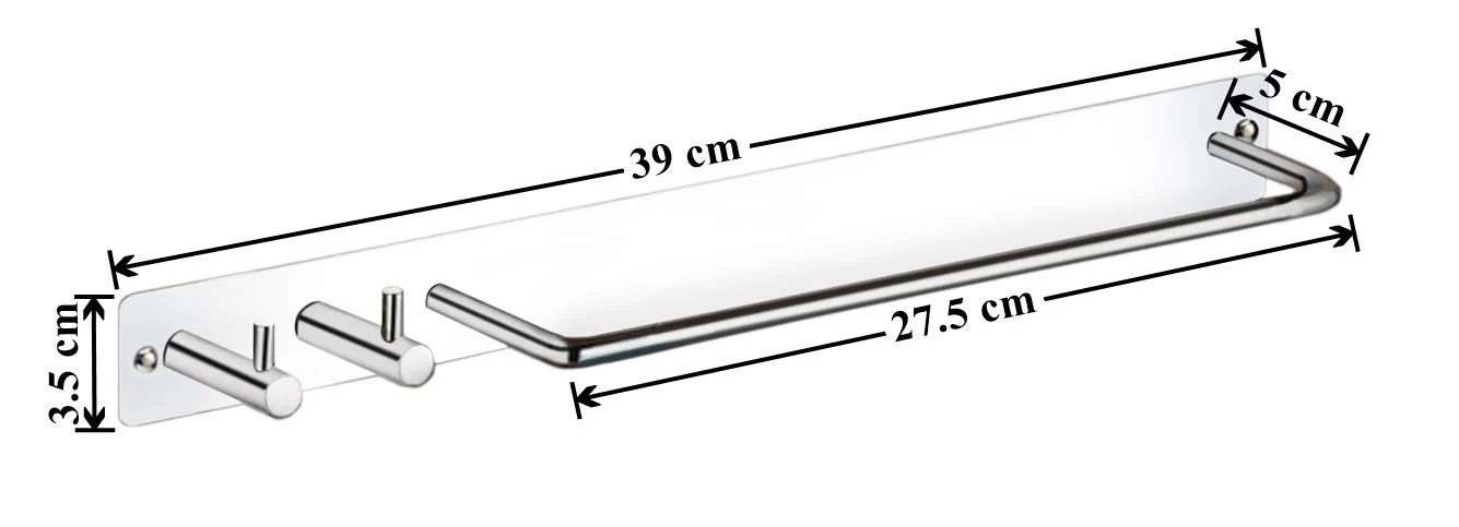 Plantex Stainless Steel Single Towel Rod with Hooks for Bathroom/Towel Stand for Kitchen/Towel Hanger/Hook Rail/Bathroom Accessories (Chrome) - Image 2