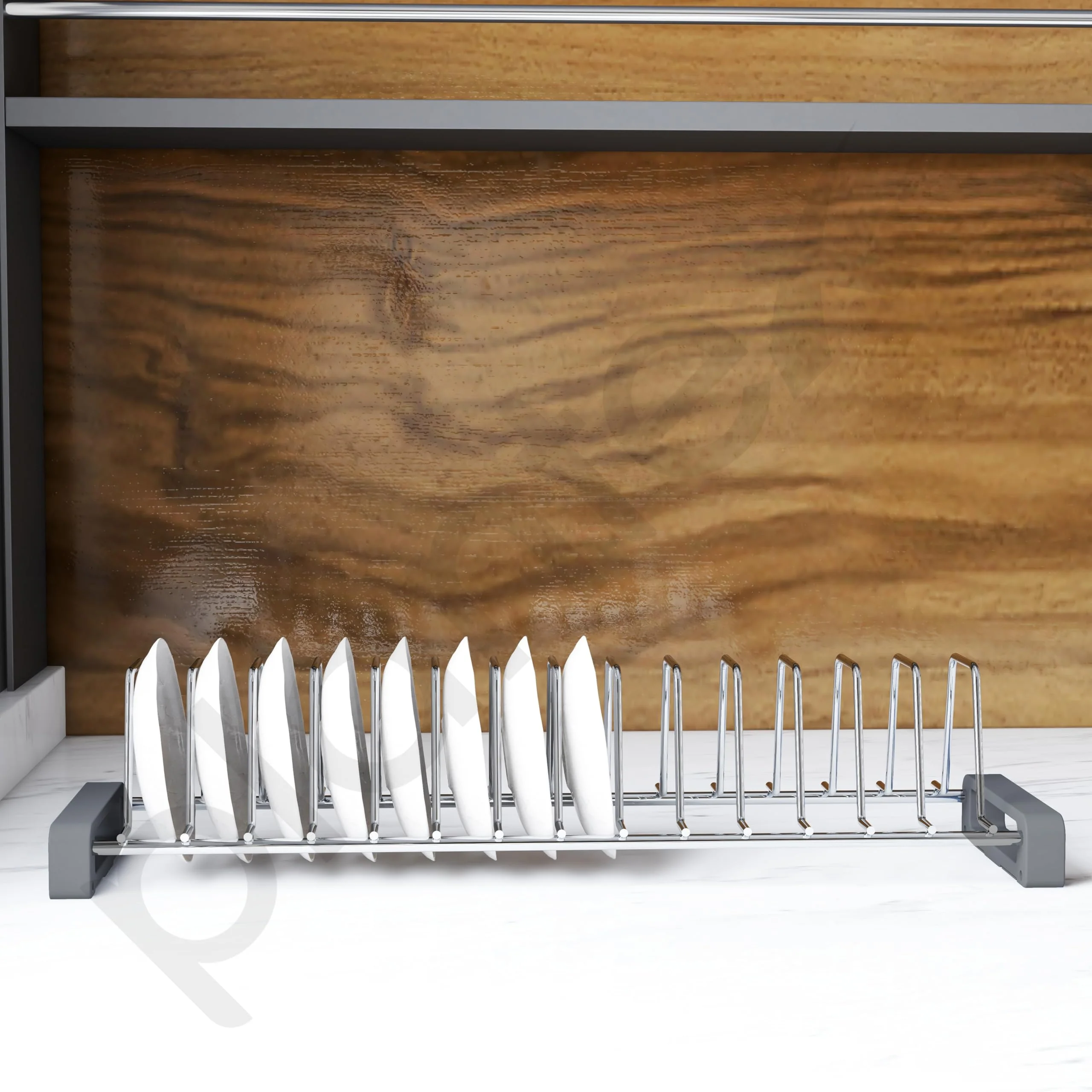 Plantex Stainless Steel Thali Stand/Plate Rack-Stand/Dish Rack/Plate Fixer for Modular Kitchen/Tandem Box Accessories- Set of 2 (Chrome) - Image 7