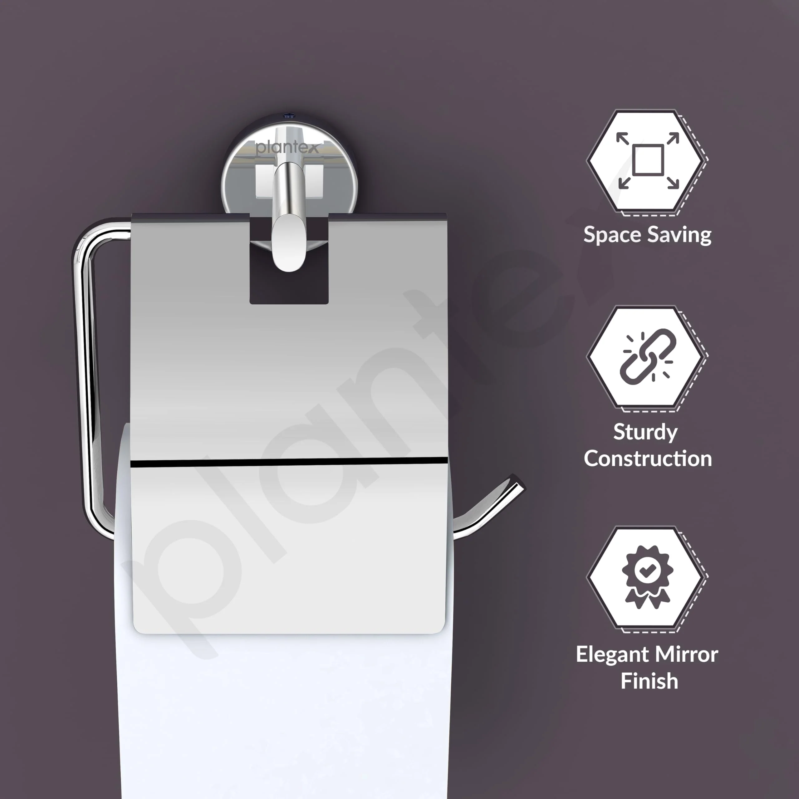 Plantex Stainless Steel Toilet Paper Holder for Bathroom/Tissue Paper Holder/Toilet Paper Roll Holder/Bathroom Accessories - Brezza (Chrome) - Image 2