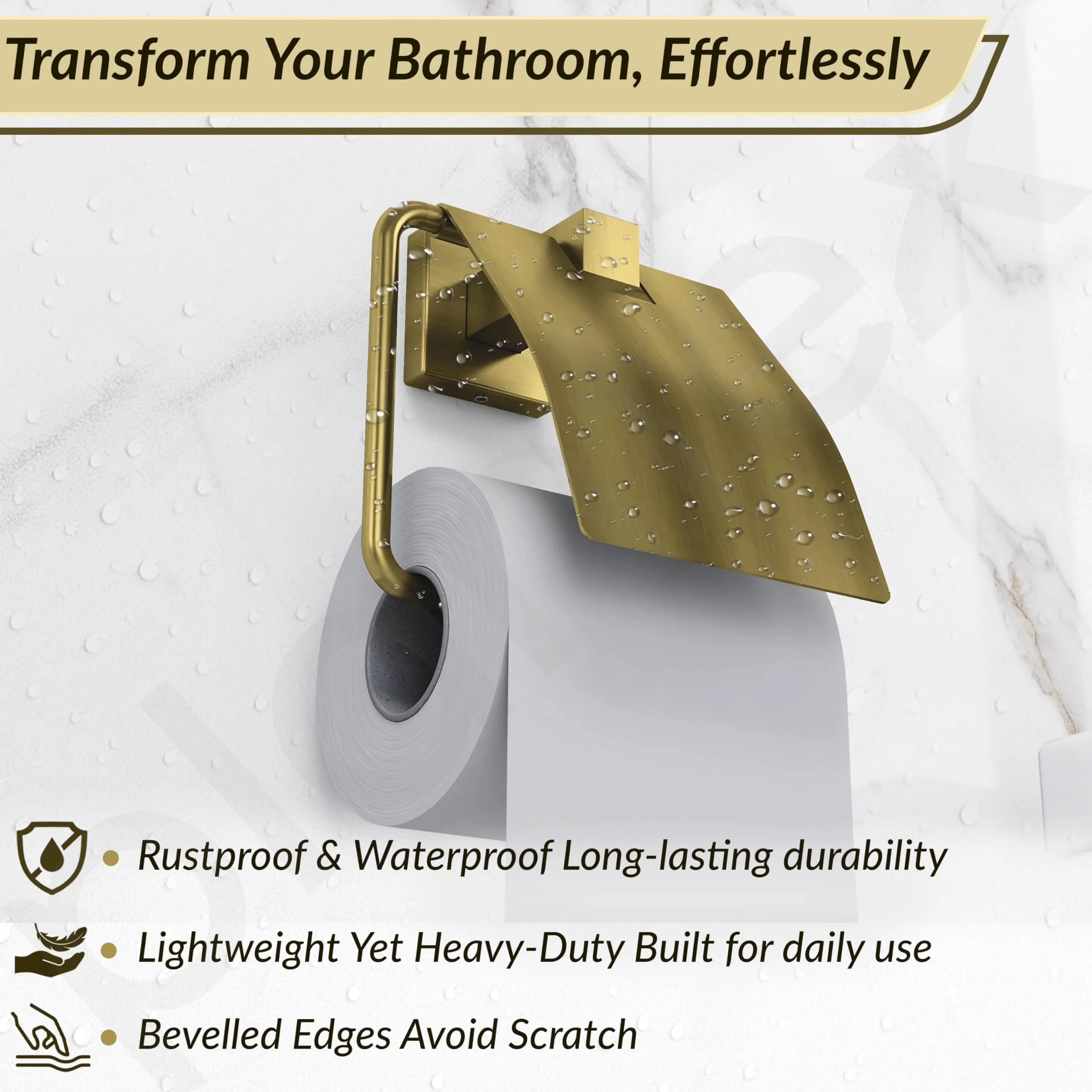 Plantex Stainless Steel Toilet Paper Holder/Toilet Roll Holder for Bathroom/Tissue Paper Holder/Bathroom Accessories - Aqua (Brass Antique) - Image 2