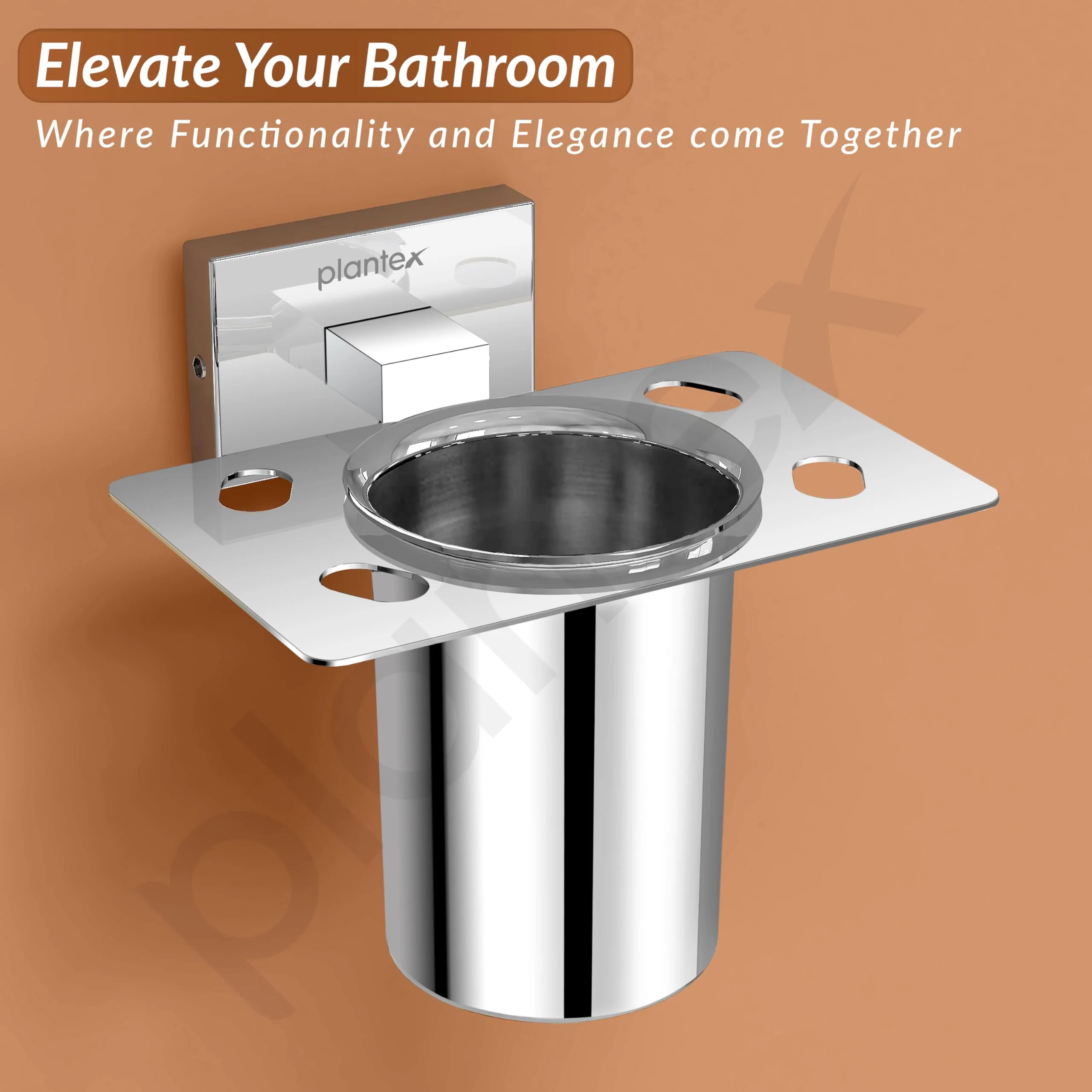 Plantex Stainless Steel Tooth Brush Holder for Bathroom/Tumbler Holder/Bathroom Accessories - Nexa (Chrome) - Image 6