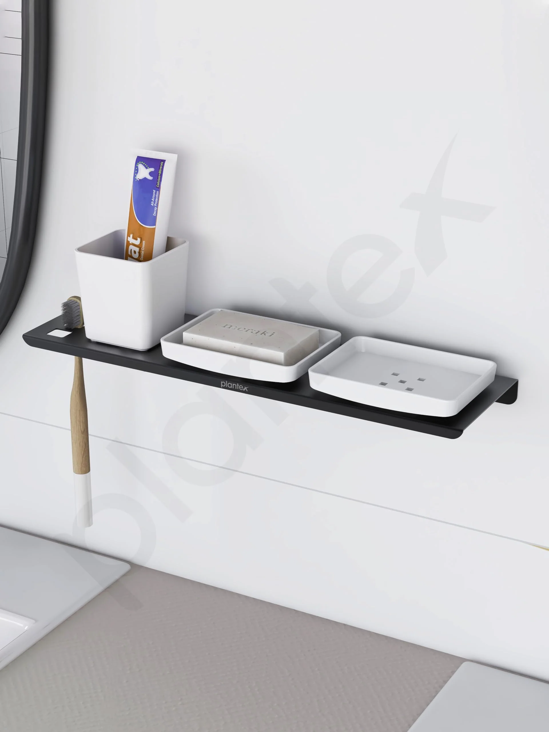 Plantex Stainless Steel with ABS Material Double Soap Dish/Stand with Tumbler Holder for Bathroom and Kitchen/Bathroom Accessories - Matt Black - Image 7