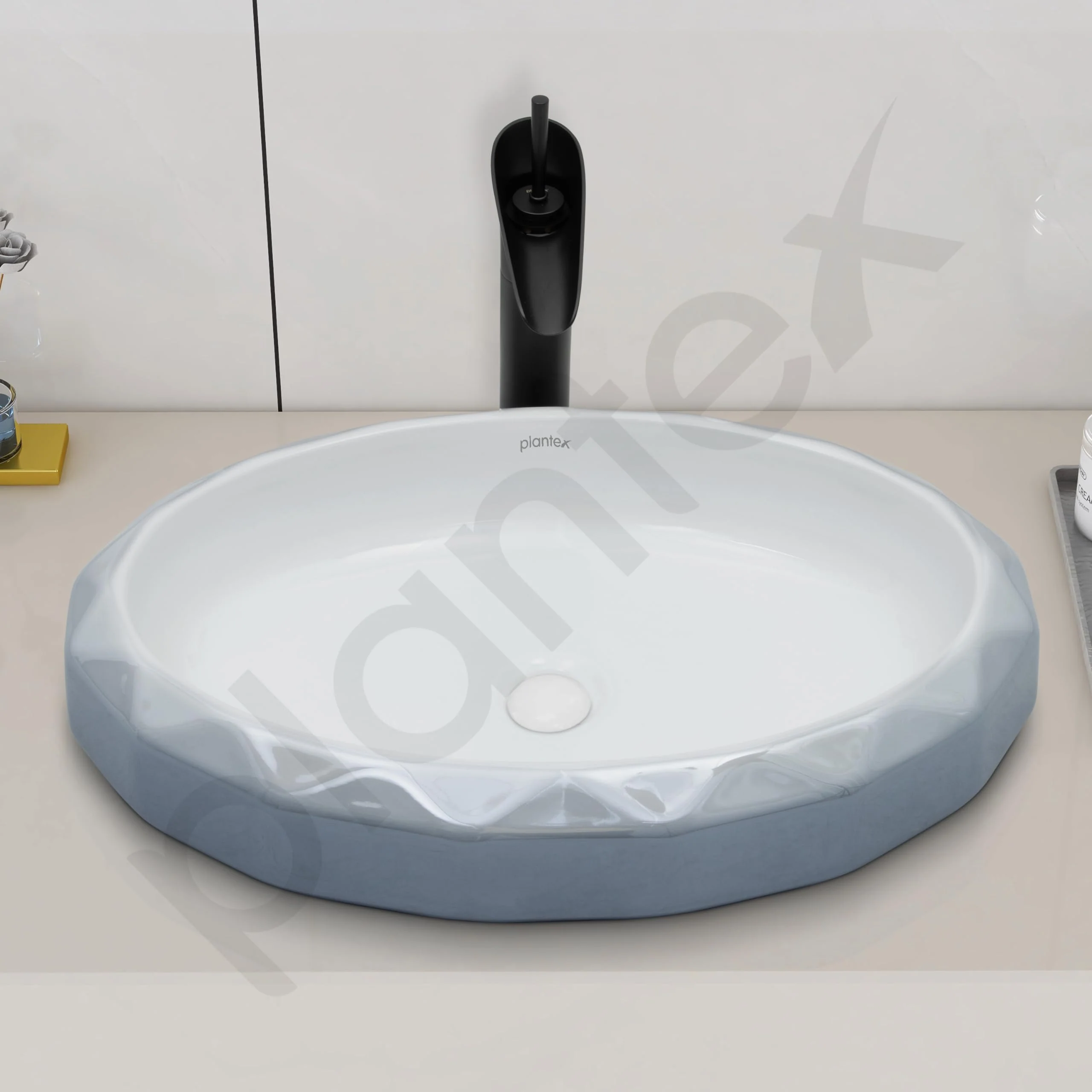 Plantex Table Top Wash Basin For Bathroom/Designer Ceramic Basin/Countertop Vessel Sink Basin - Indo-European Collection (24x 16 x 5 Inch) - Image 6