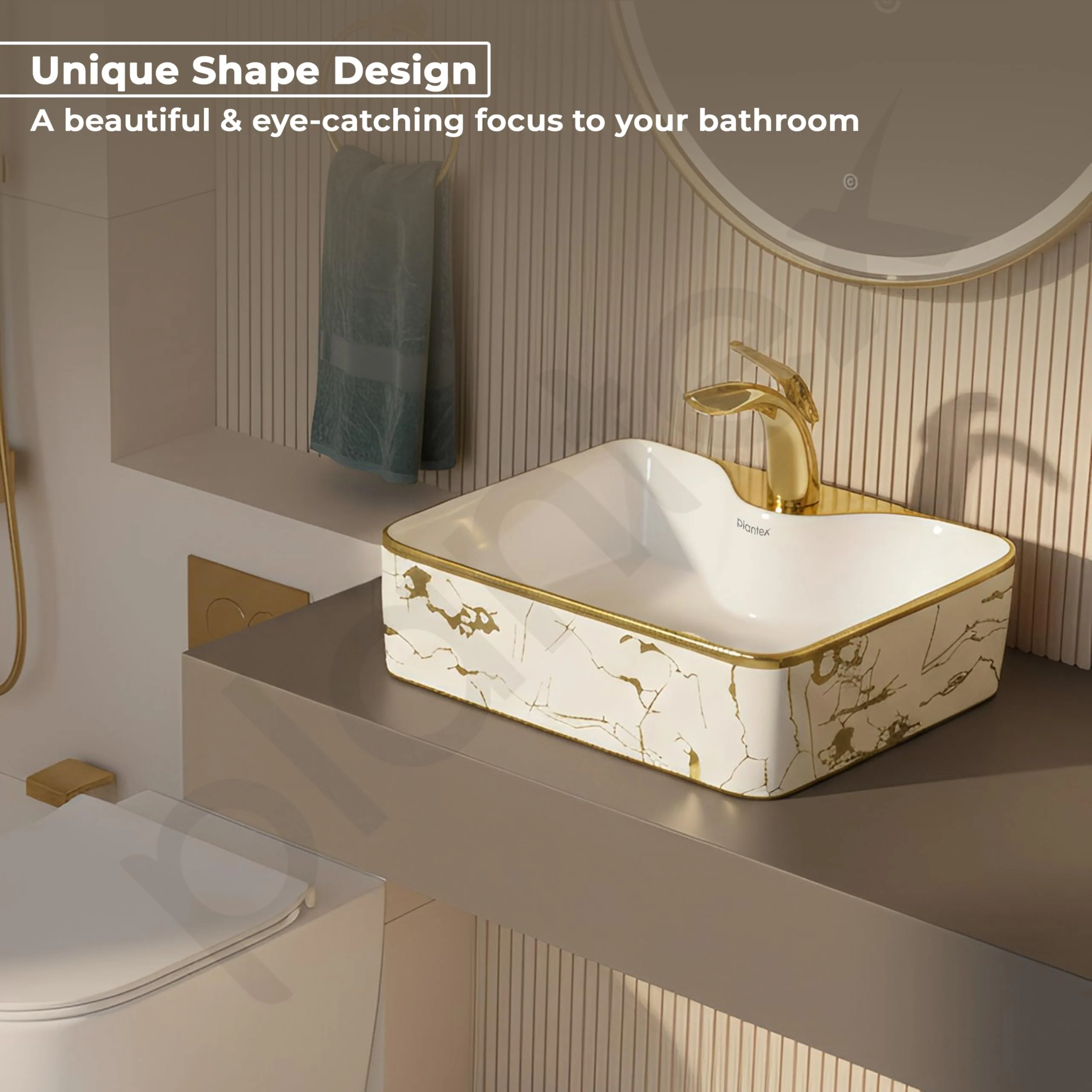 Plantex Table Top Washbasin For Bathroom/Designer Ceramic Basin/Countertop Vessel Sink Basin - Indo-European Collection (EQTT-224, 19 x 15 x 5.5 Inch) - Image 6