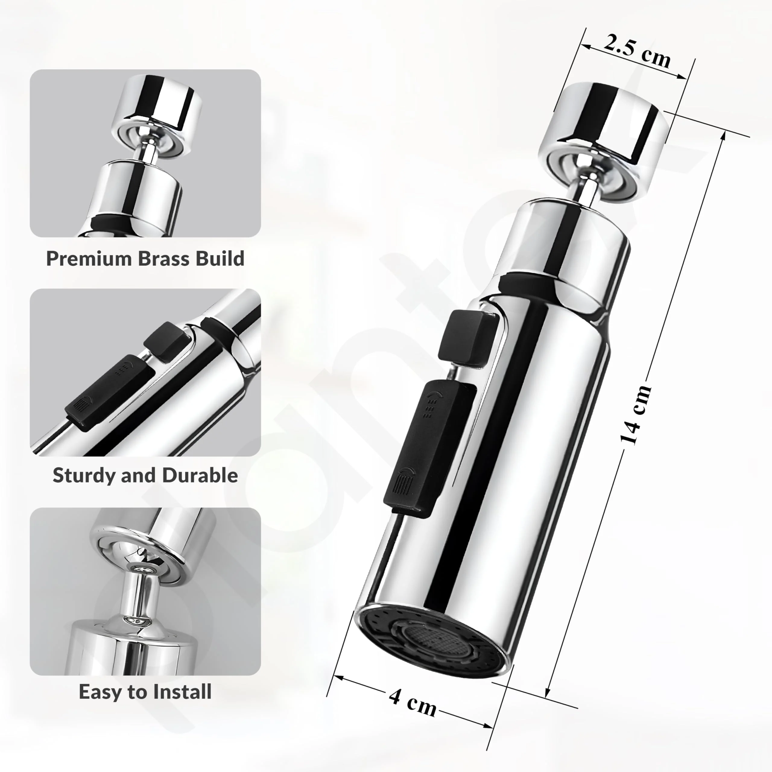 Plantex Tap Extension for Kitchen Sink/360° Swivel Kitchen Sink Faucet Aerator/Upto 70% Water Saving/3 Anti-Splash Modes Sprayer/Fits F22 and M24 mm Tap (XL-2047 Chrome) - Image 3