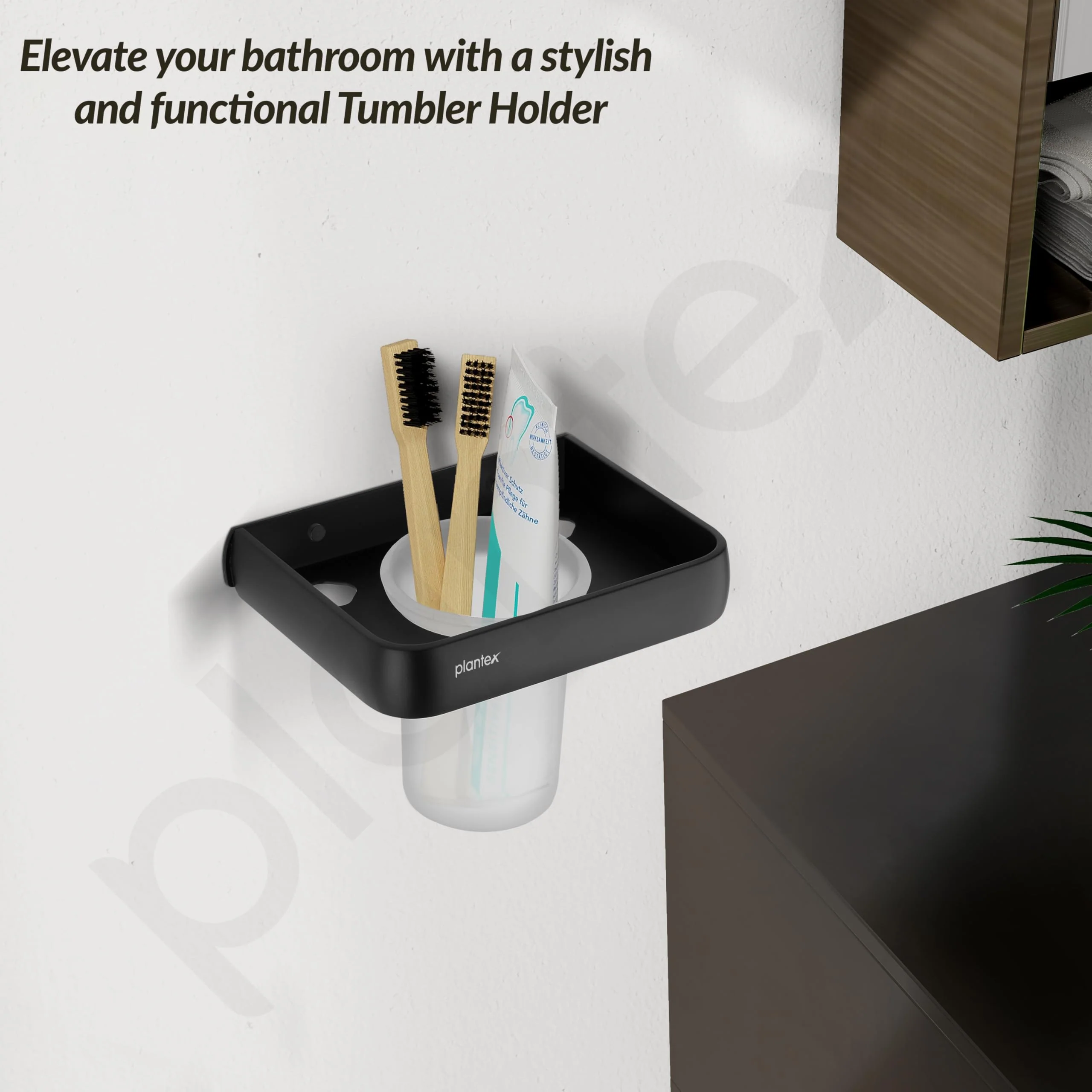Plantex Toothbrush Holder/Tumbler Holder for Bathroom/Toothpaste/Razor Holder/Tooth Brush Holder/Bathroom Accessories - (Black) - Image 7