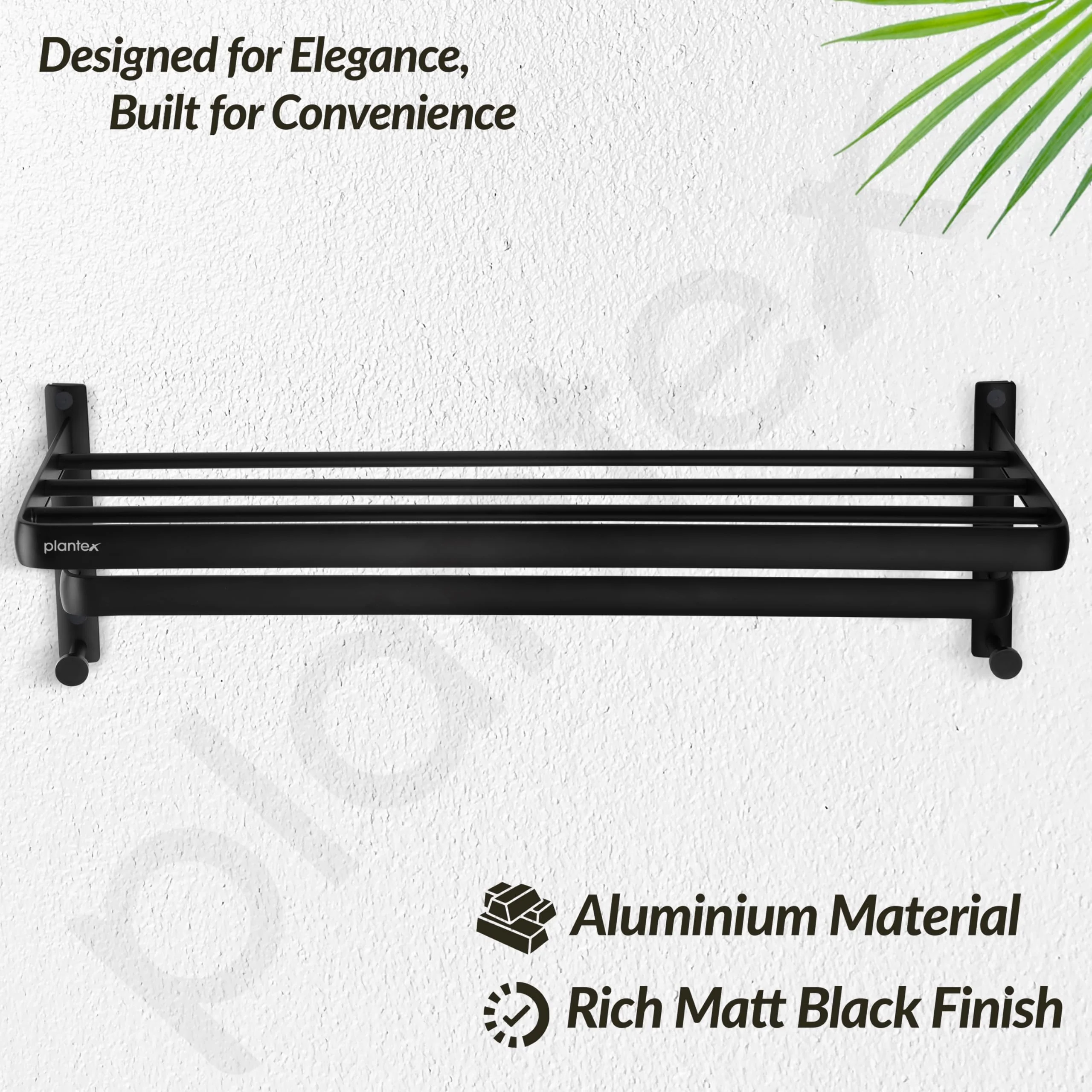 Plantex Towel Hanger for Bathroom/24 Inch Towel Rack/Bathroom Hanger for Clothes/Towel Holder/Bathroom Accessories -Pack of 1 (1509, Black) - Image 4