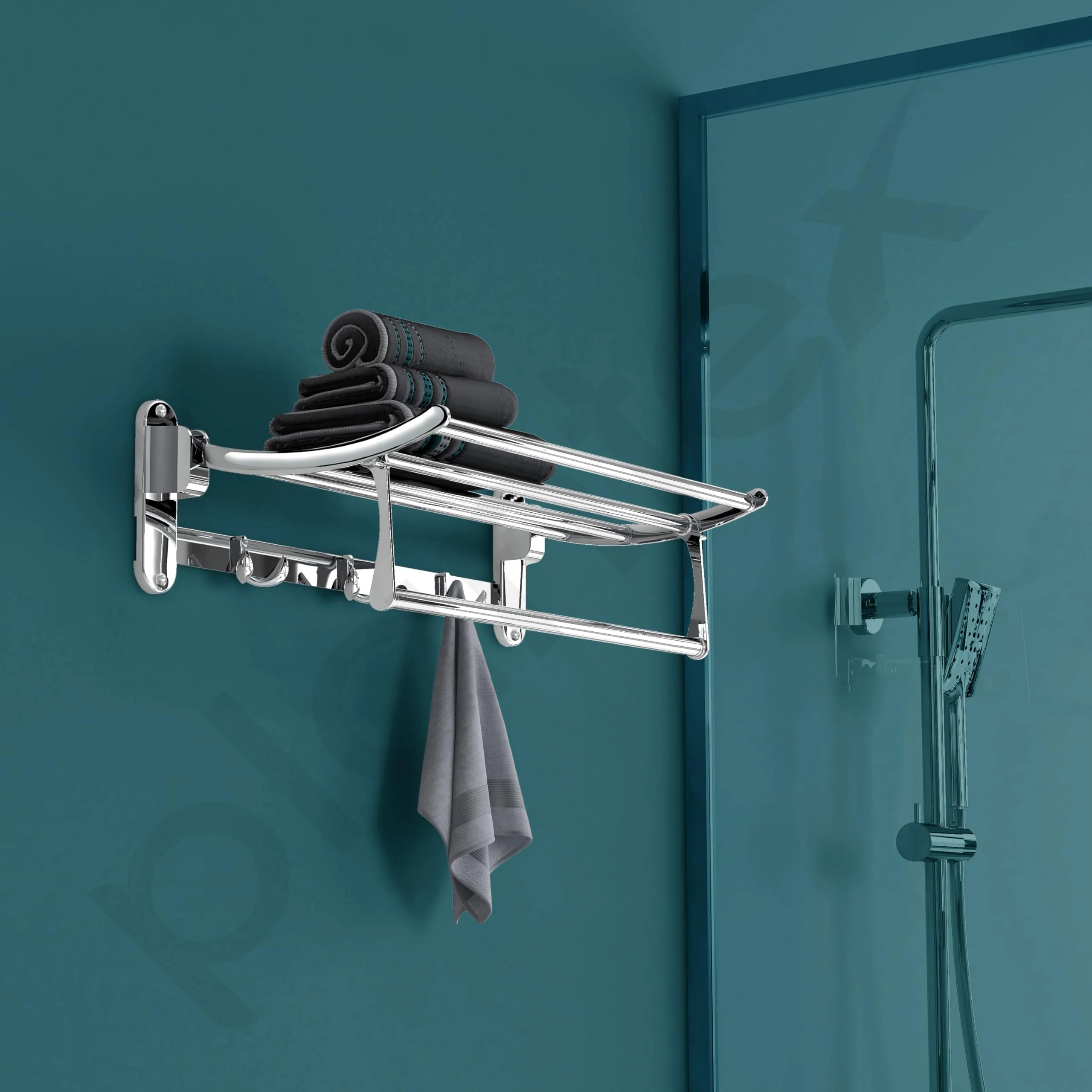 Plantex Towel Hanger for Bathroom/Stainless Steel Folding Towel Holder Stand/Towel Rack for Bathroom (18 Inch-Chrome Finish) - Image 6