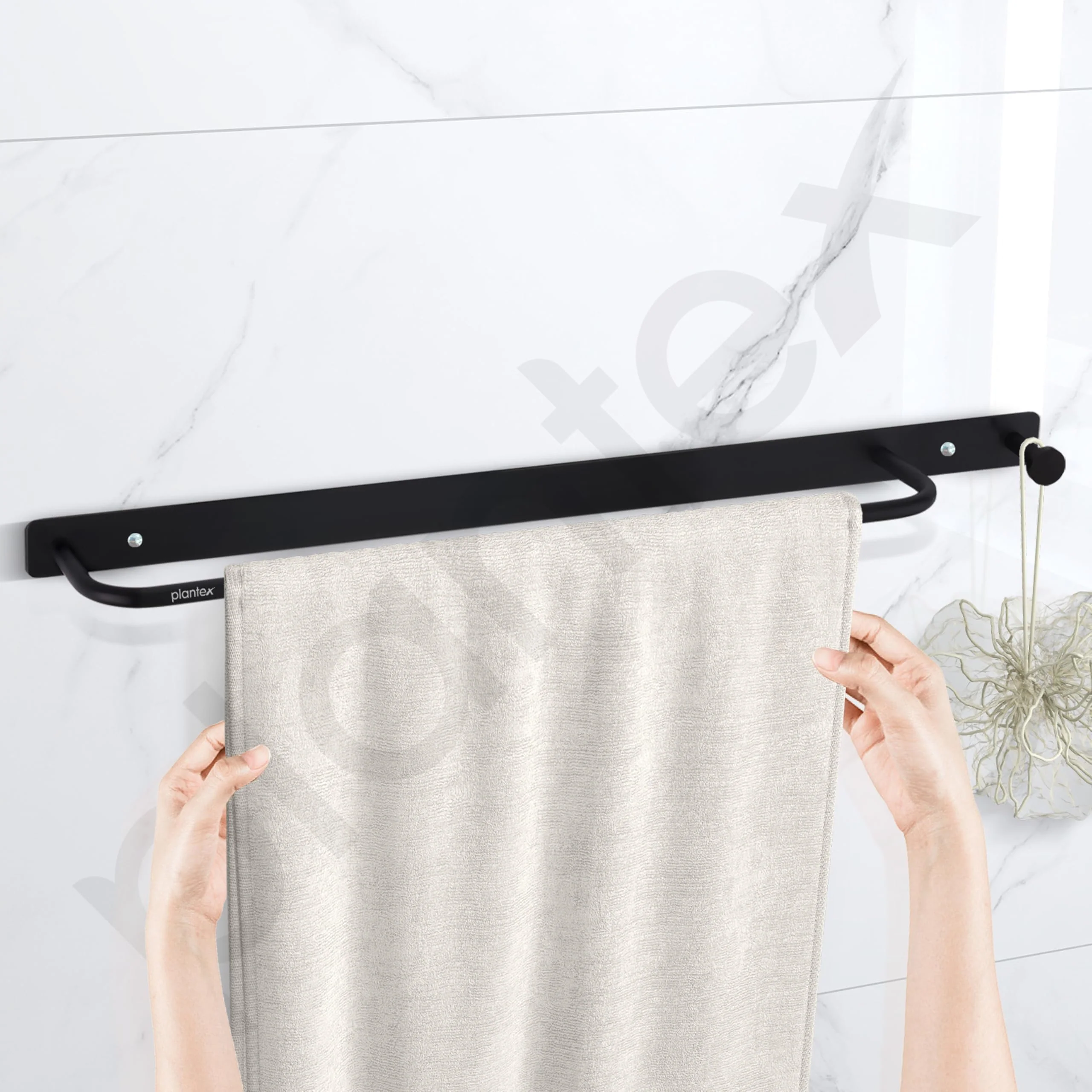 Plantex Towel Holder for Bathroom/Stainless Steel 24 inch Towel Rod/Towel Bar/Towel Hanger/Bathroom Accessories -Pack of 1 (Black) - Image 5