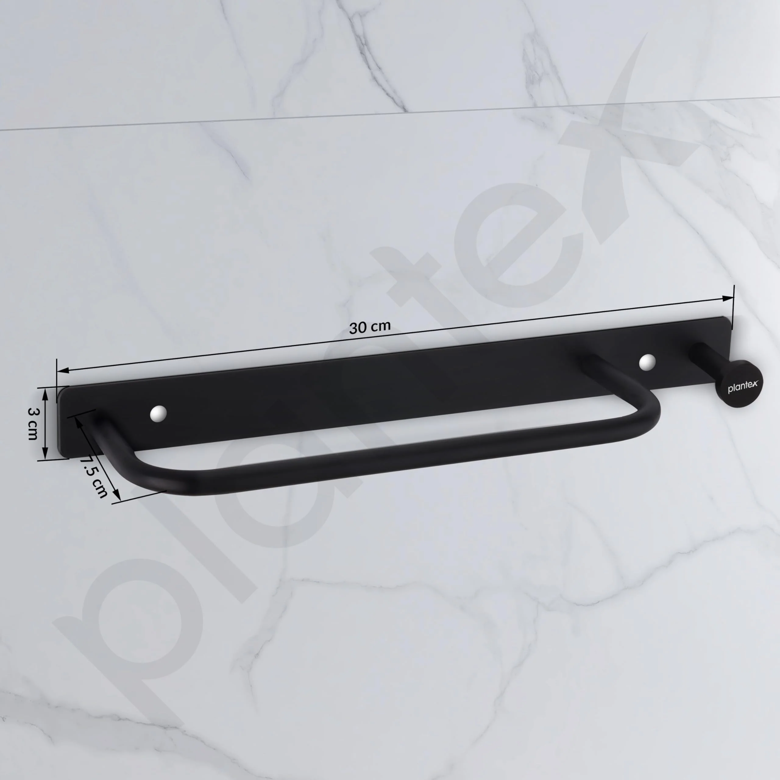 Plantex Towel Holder for Bathroom/Stainless Steel 9 inch Towel Rod/Towel Bar/Towel Hanger/Bathroom Accessories -Pack of 1 (Black) - Image 3
