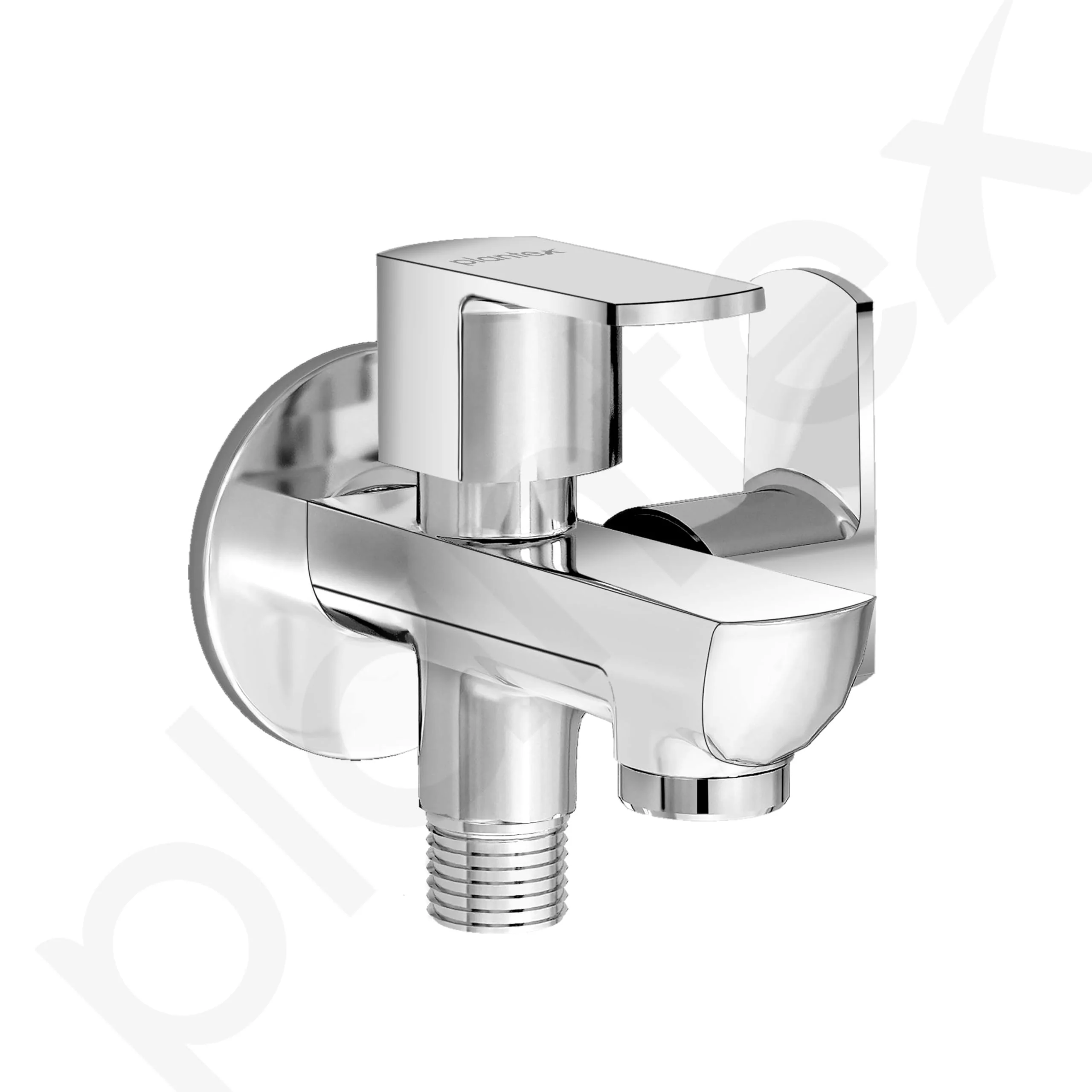 Plantex Two Way Tap for Washing Machine/Quarter Turn 2 in 1 Bib Cock/Wash Basin tap with Teflon Tape and Wall Flange/2 Way Bathroom Tap with Brass Spindle -(Saga-Chrome) - Image 7