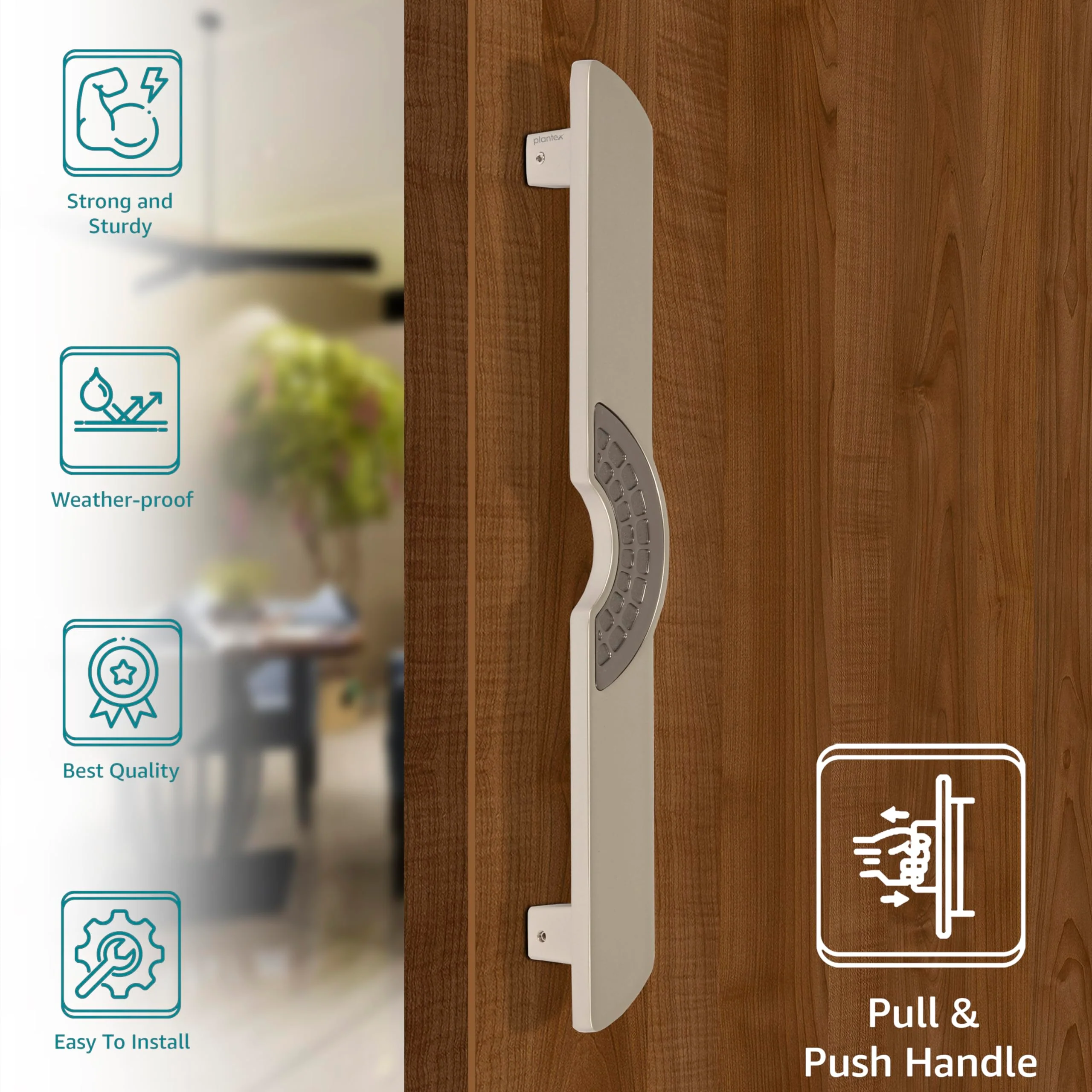 Plantex Ultron Door Handle/Door & Home Decor/15 Inch Main Door Handle/Door Pull Push Handle โ Pack of 1 (316,Satin and Grey Finish) - 3 Years Warranty - Image 3