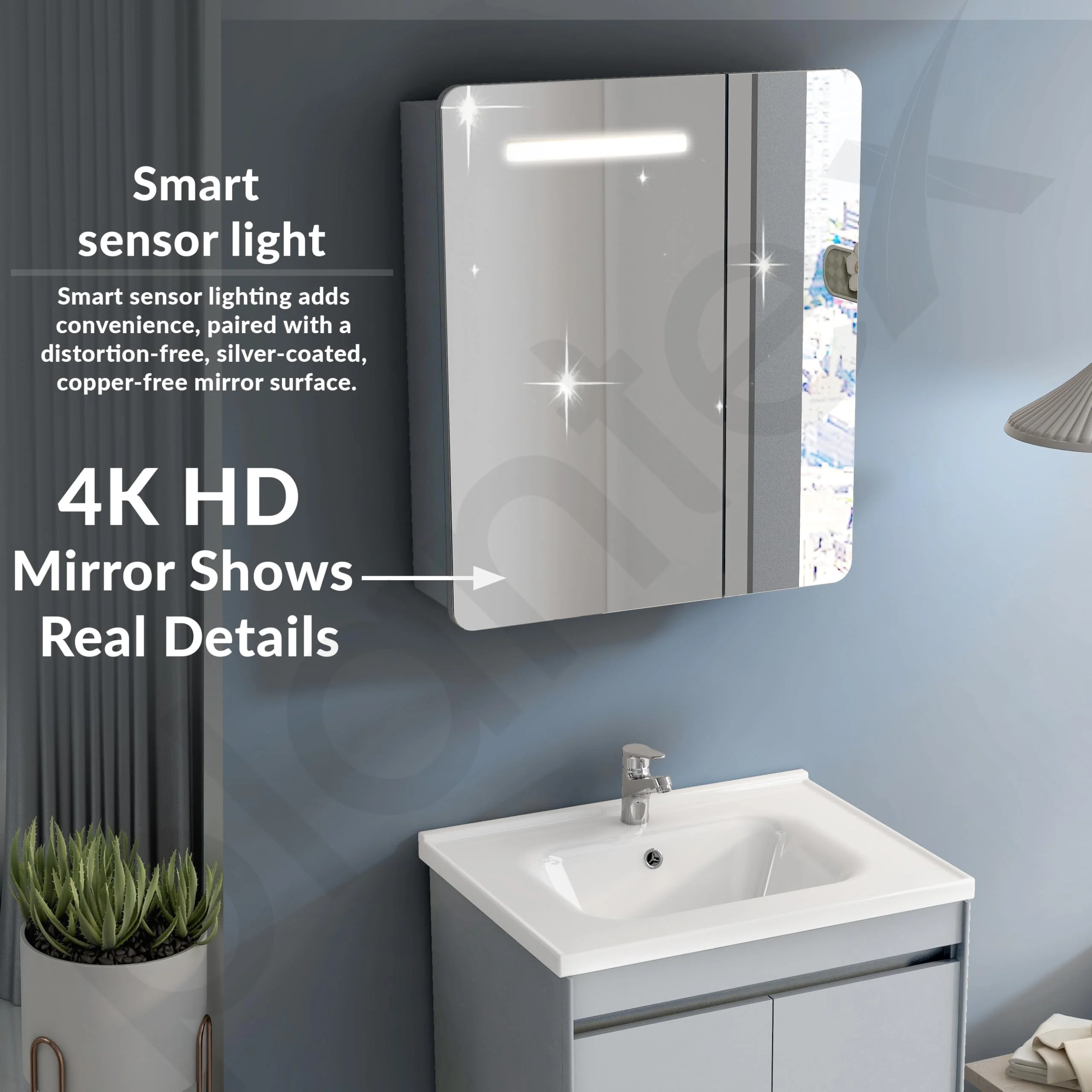 Plantex Vanity for Bathroom/Square Cabinet with Wash Basin and Mirror/Bathroom Organizer for Home - (NZBC-40) - Image 4
