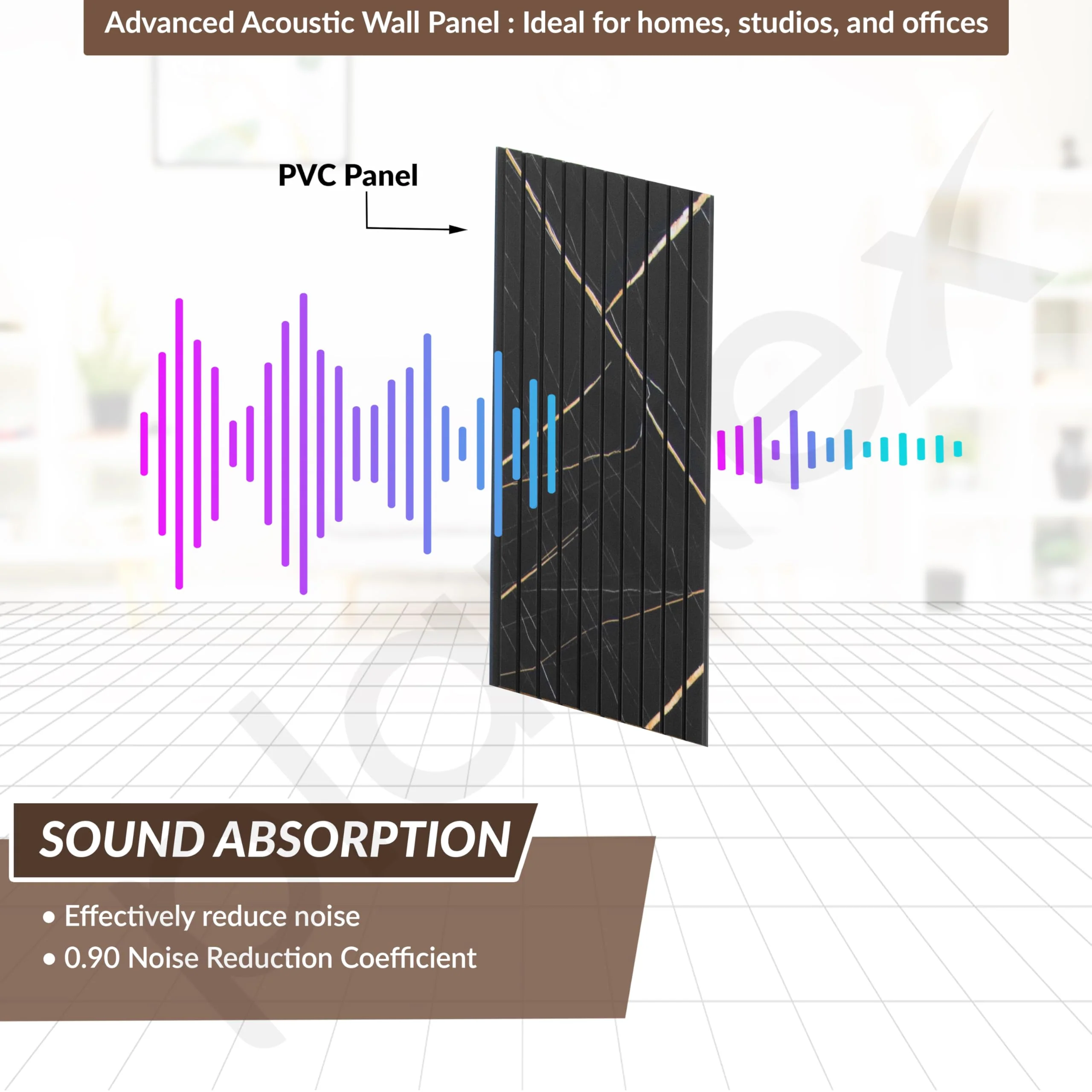 Plantex Wall Panel/PVC Louver Panel for Wall with Size - 12 Inch x 10 Ft/Durable, Lightweight, and Stylish Panels for Office/Hotel/Ideal for Walls & Ceilings - Pack of 1 (Black, 5032) - Image 4