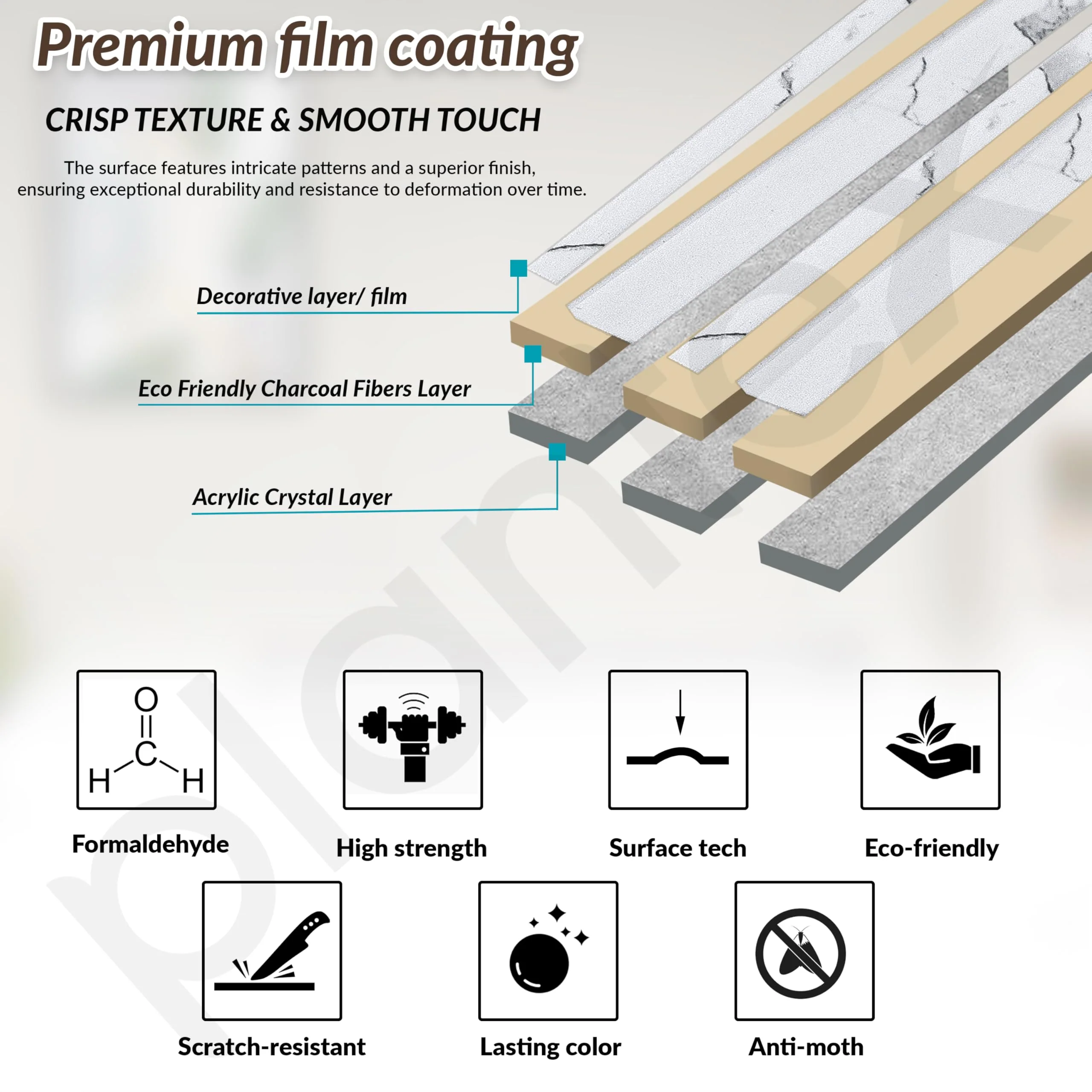 Plantex Wall Panels/Louvers Panel for Wall 8 Feet/Charcoal Panel for Interior Wall Décor/3D Wall Panel - Pack of 10 Covers - 40 Sq. Ft, Size-5 Inch x 8 Feet (White Marble) - Image 3