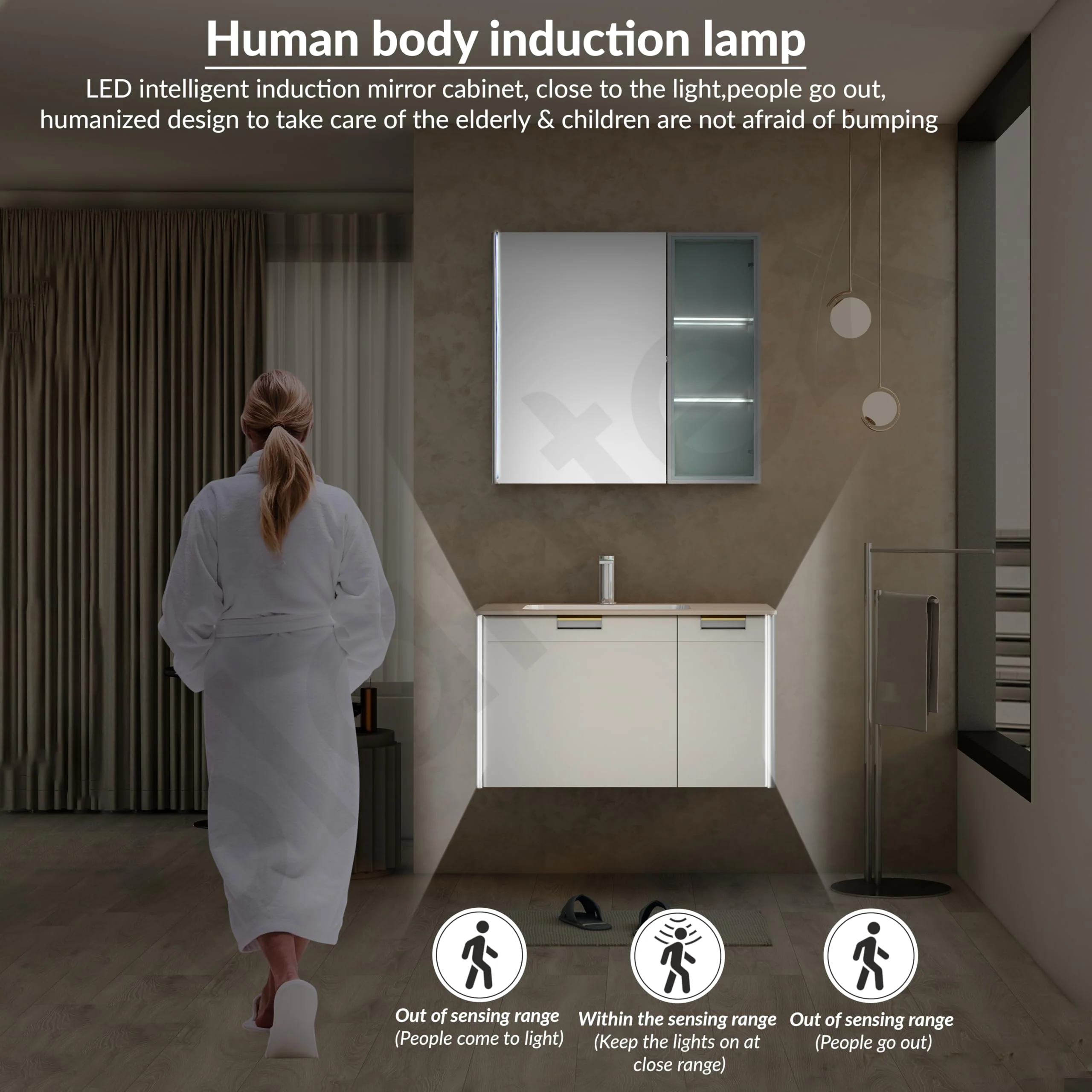 Plantex Wash Basin with Cabinet Full Set/Rectangle Bathroom Vanity/Bathroom Washbasin Cabinet with LED Mirror and Coupling (NZBC-37) - Image 3