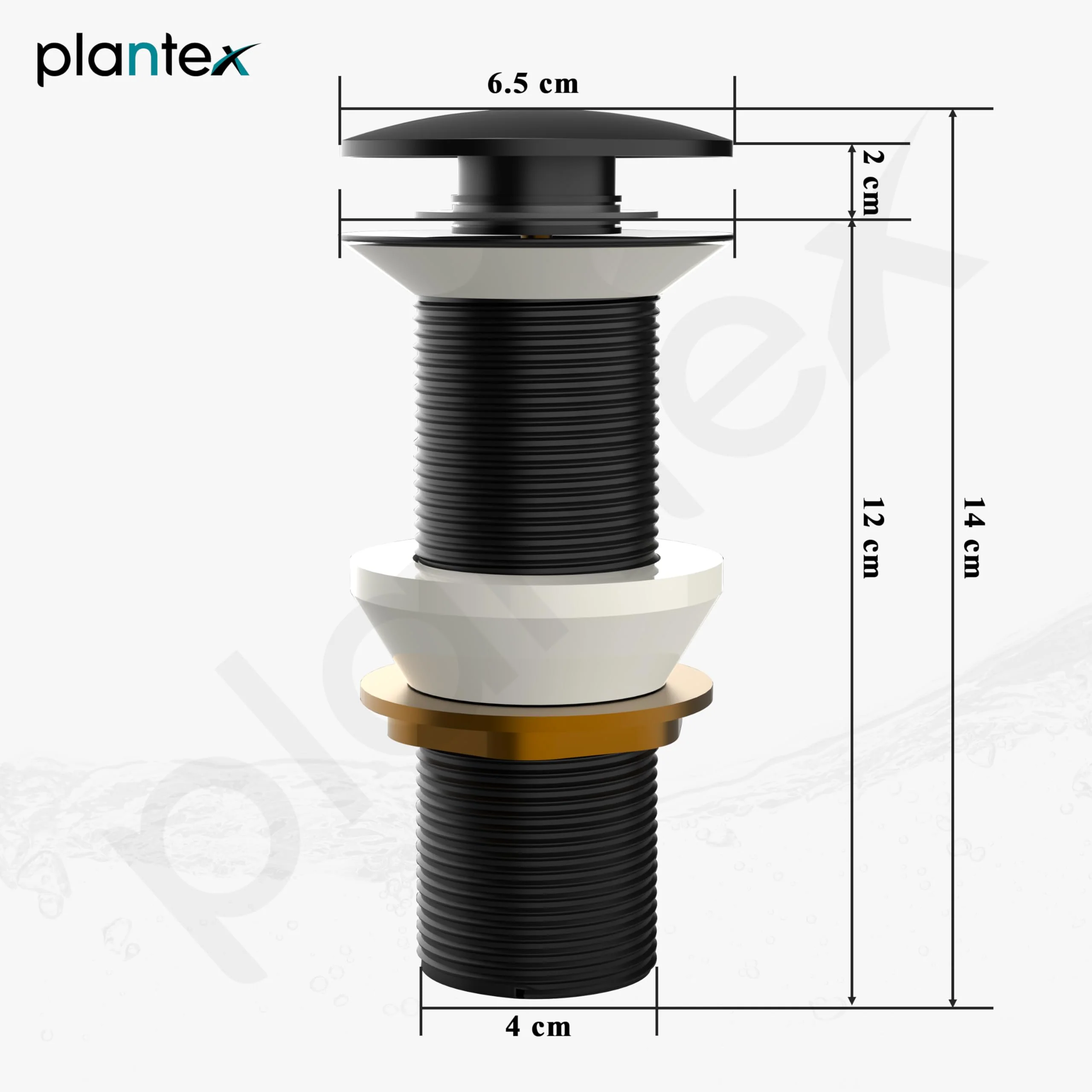 Plantex Waste Coupling for Wash Basin/Pure Brass 5 inch Drain Out let System Full Thread Pop up Coupling for Wash Basin/Wash Basin Accessories (Matt Black - Pack of 1) - Image 3