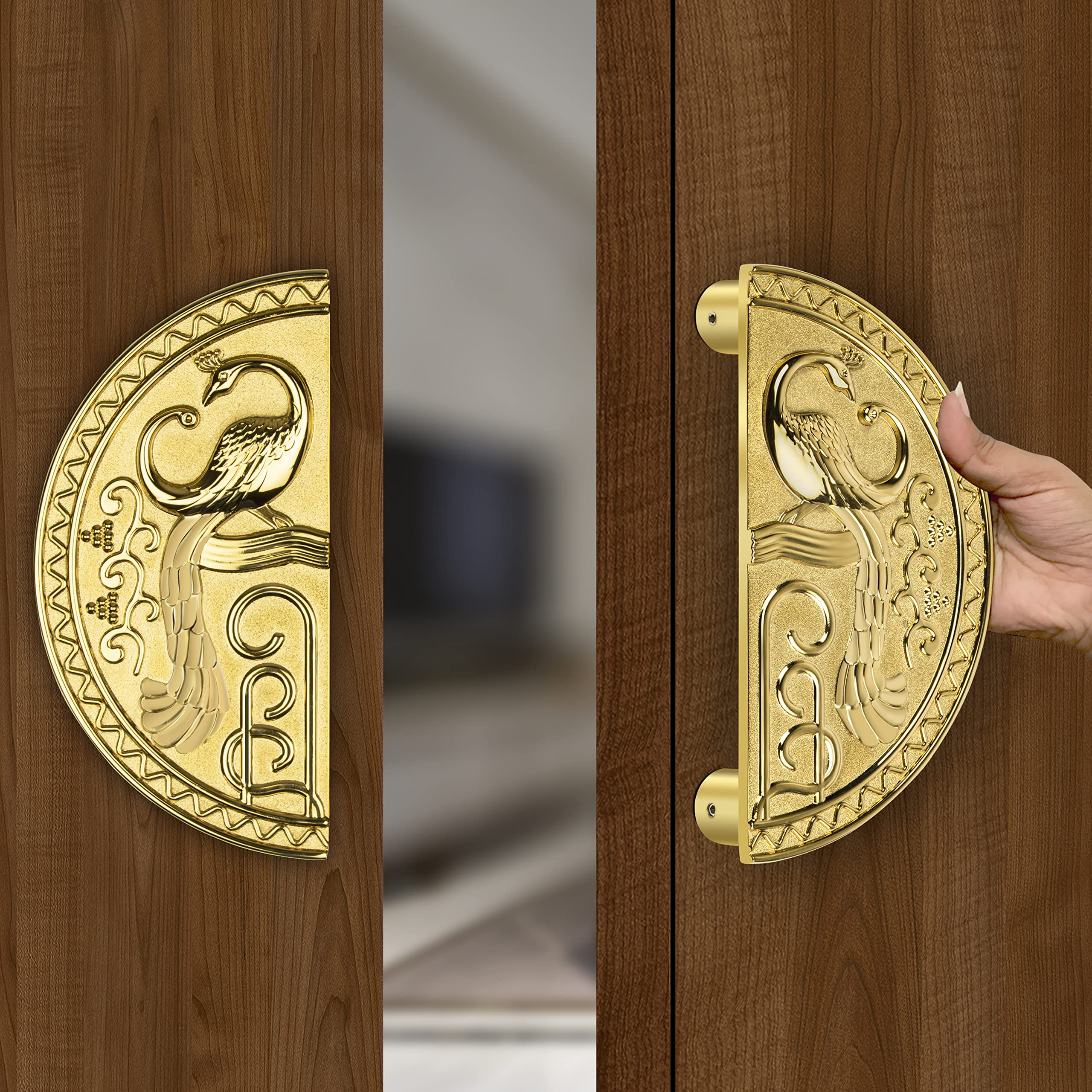 Plantex Zinc Heavy Duty Main Door Pull Handle - 8-Inches Round Shape for Glass & Wooden Doors (323 -PVD Gold Finish) - 3 Years Warranty - Image 2