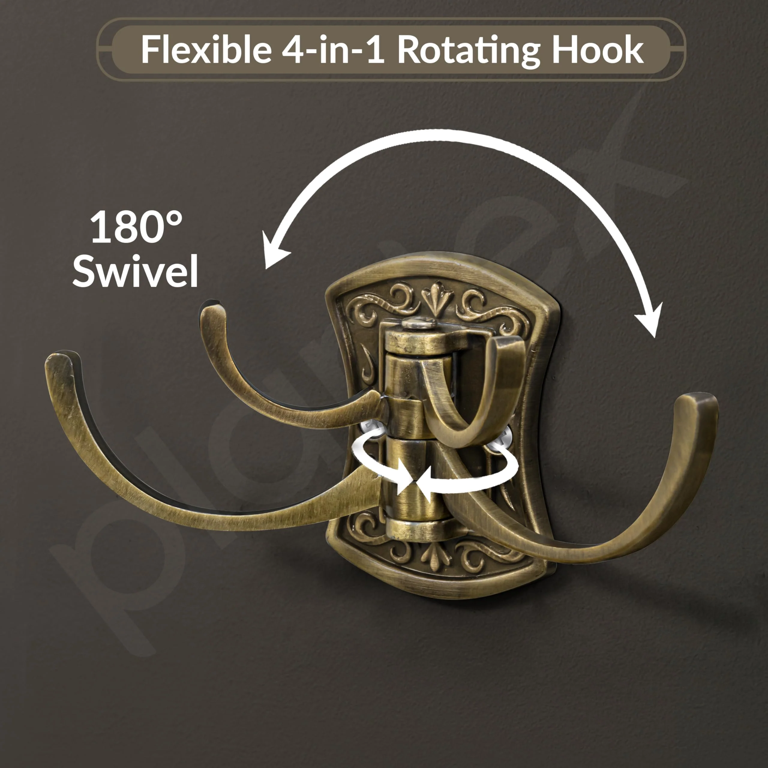 Plantex Zinc Robe Hook for Bathroom/Clothes Hanger for Wall/Kitchen Cloth Hanger/Bathroom Accessories - (Brass Antique) - Image 3